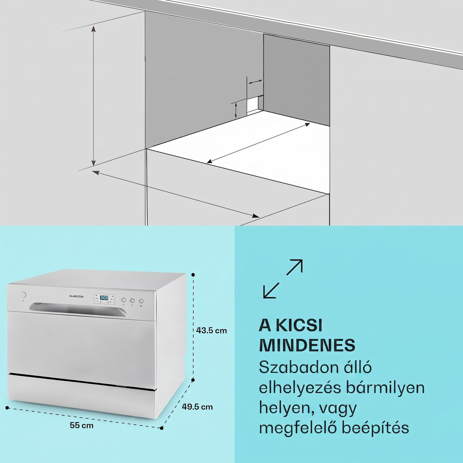 Havasia UV 6, mosogatógép, UV-fény, 1380 W, szabadon álló Ezüst metál