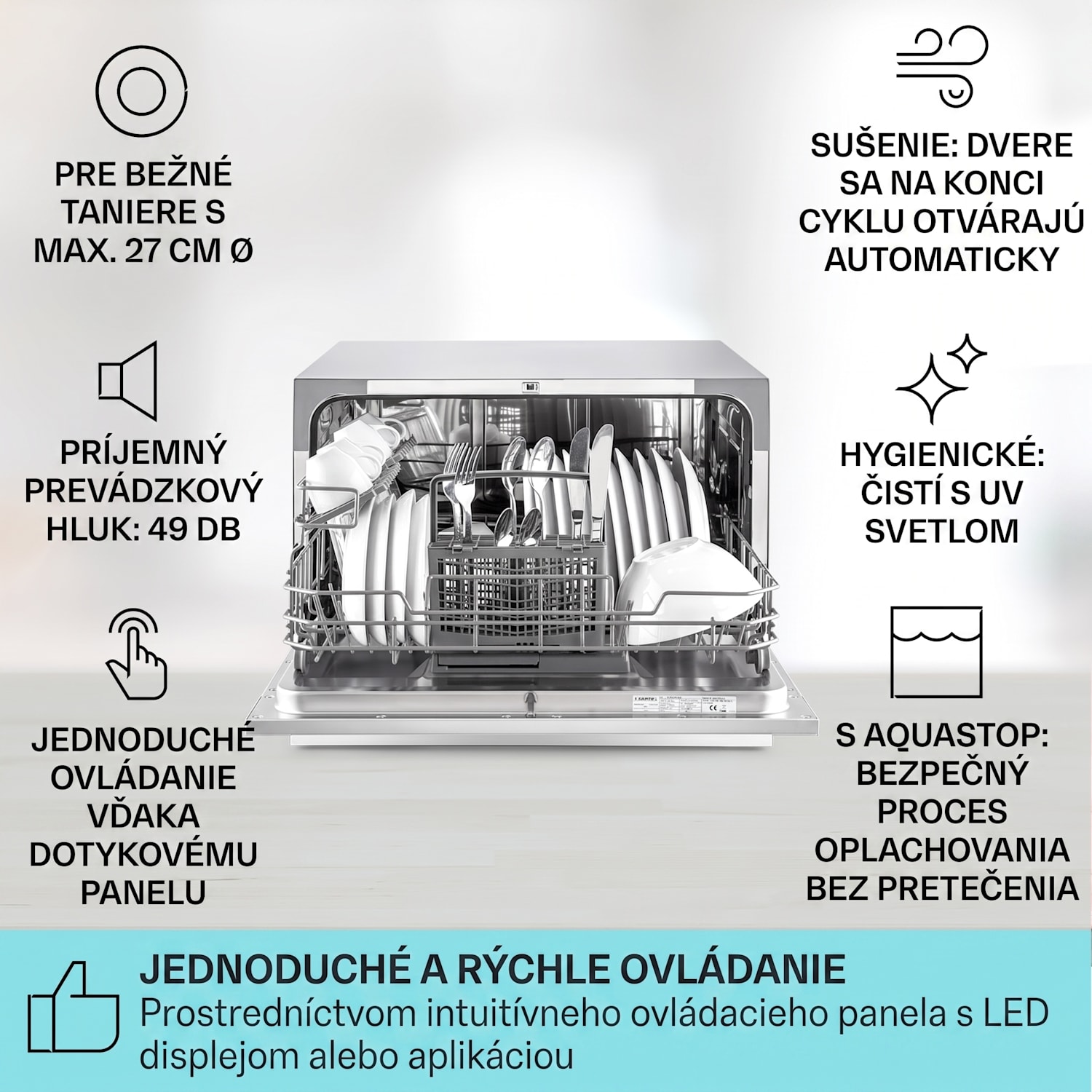 Havasia UV 6, umývačka riadu, UV svetlo, 1380 W, voľne stojaca Strieborná metalíza