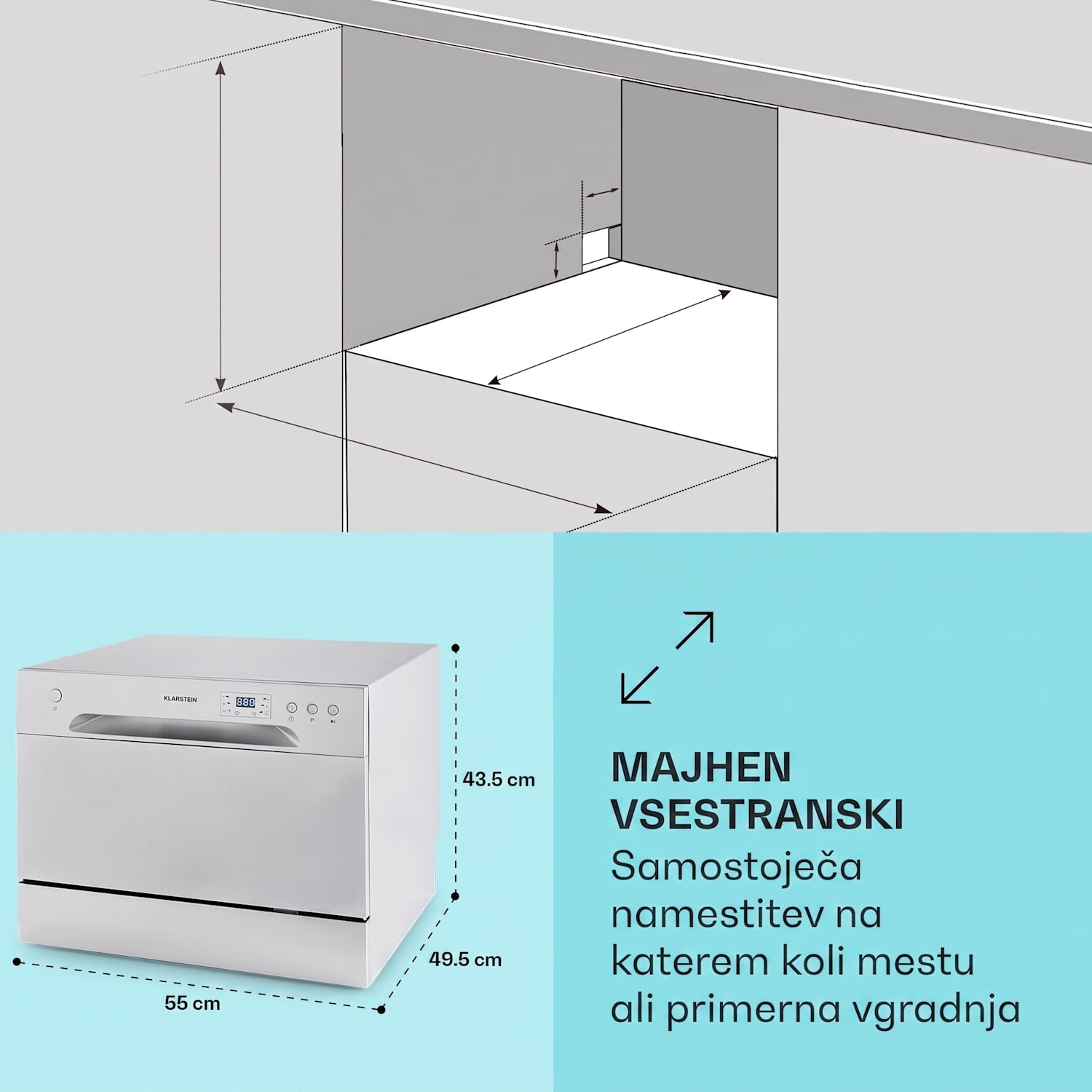 Havasia UV 6, pomivalni stroj, UV-svetloba, prostostoječi, 1380W Srebrna kovinska barva