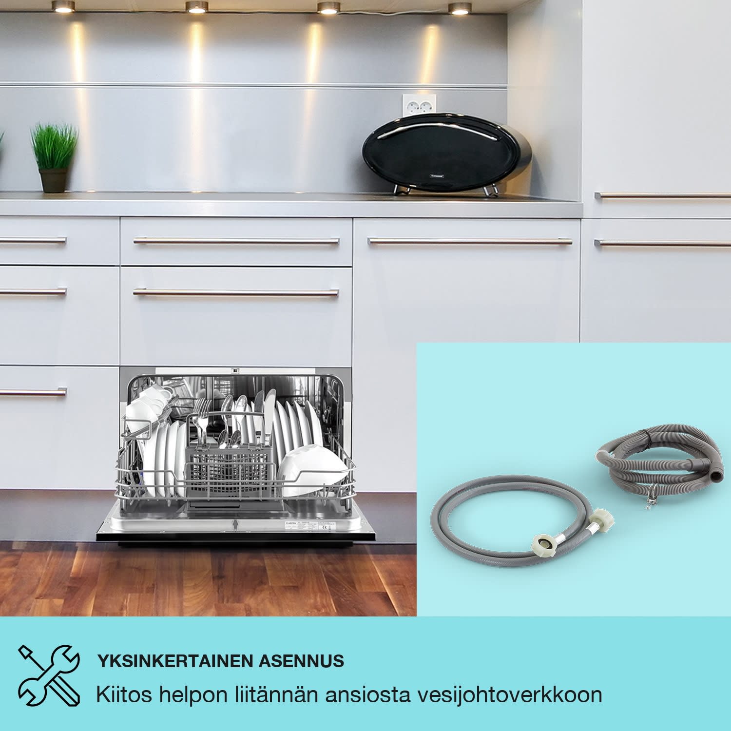 Havasia UV 6 astianpesukone UV-valo vapaasti seisova 1380 W Musta