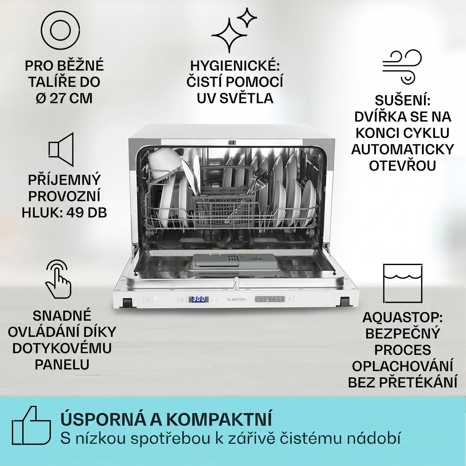Havasia Flow UV 6 Secret, myčka nádobí, vestavná, 6 programů, UV světlo 