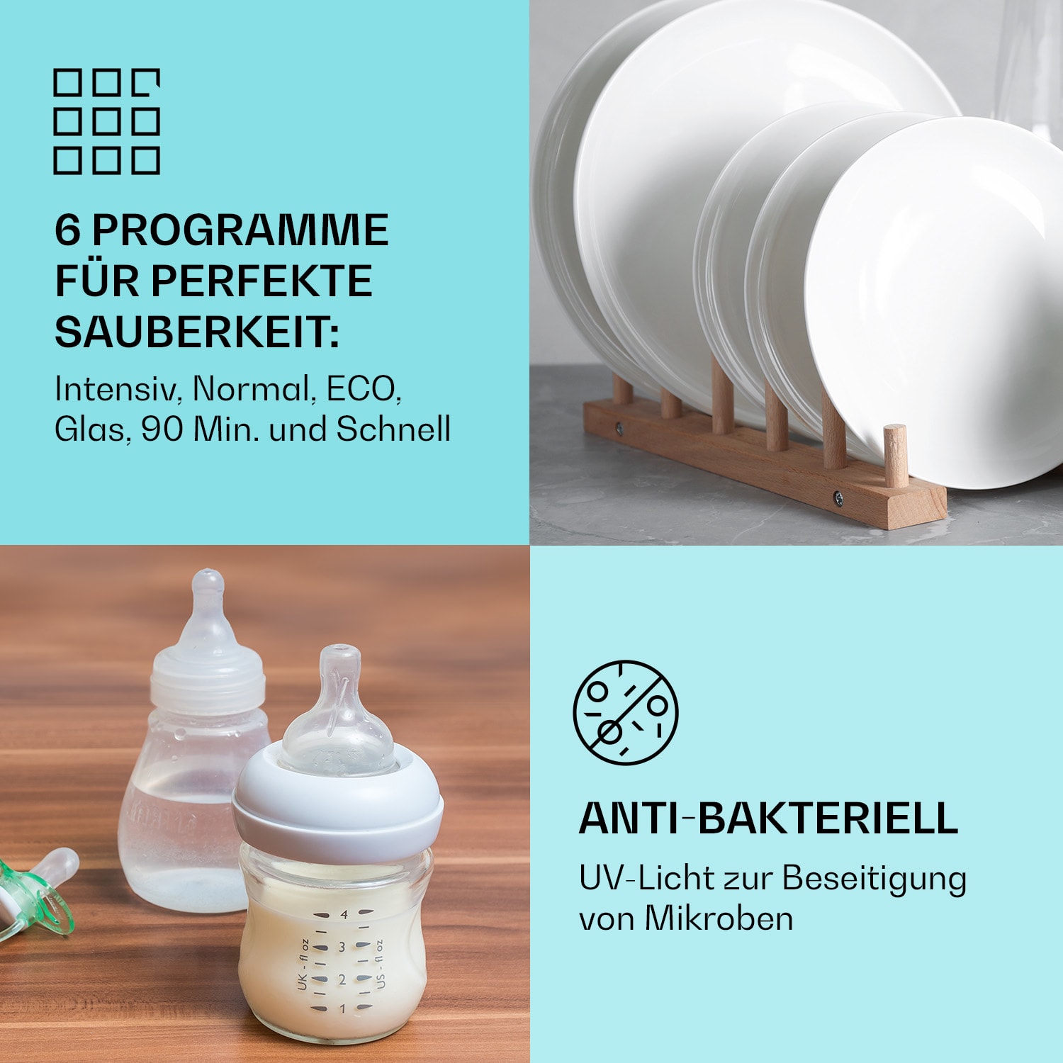 Havasia UV 6 Secret Einbau-Geschirrspüler UV-Licht 6 Programme  