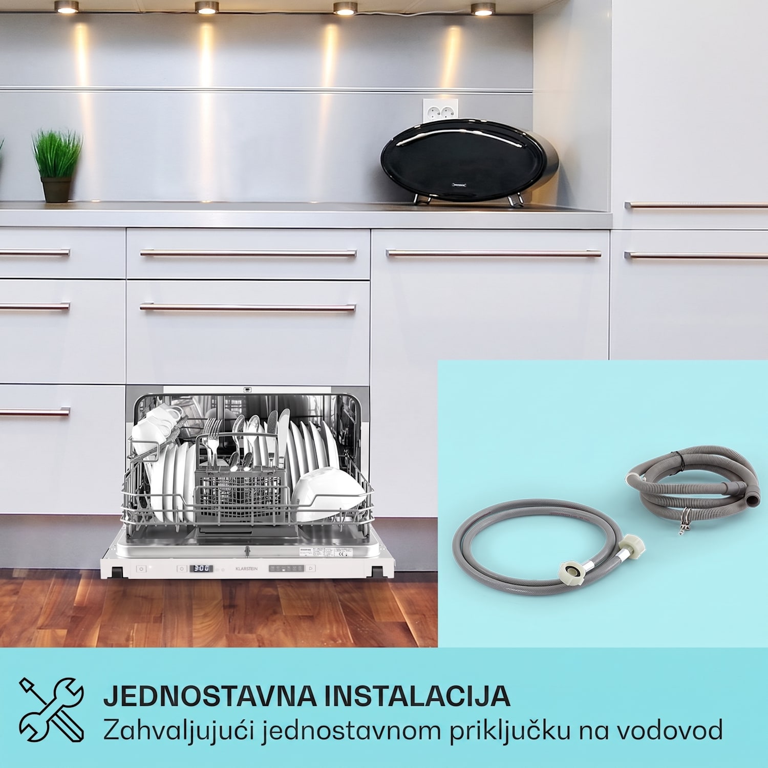 Havasia Flow UV 6 Secret, ugradbena perilica posuđa, UV svjetlo, 6 programa 