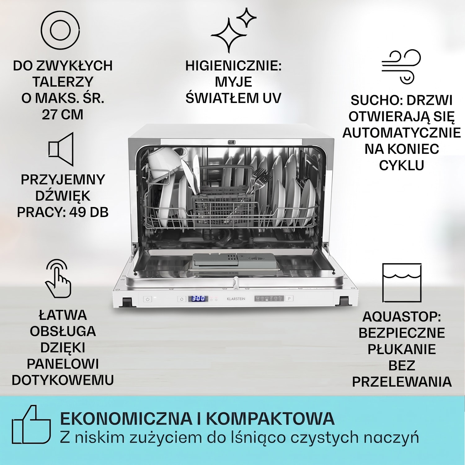 Havasia Flow UV 6 Secret, zmywarka do zabudowy, lampa UV, 6 programów 