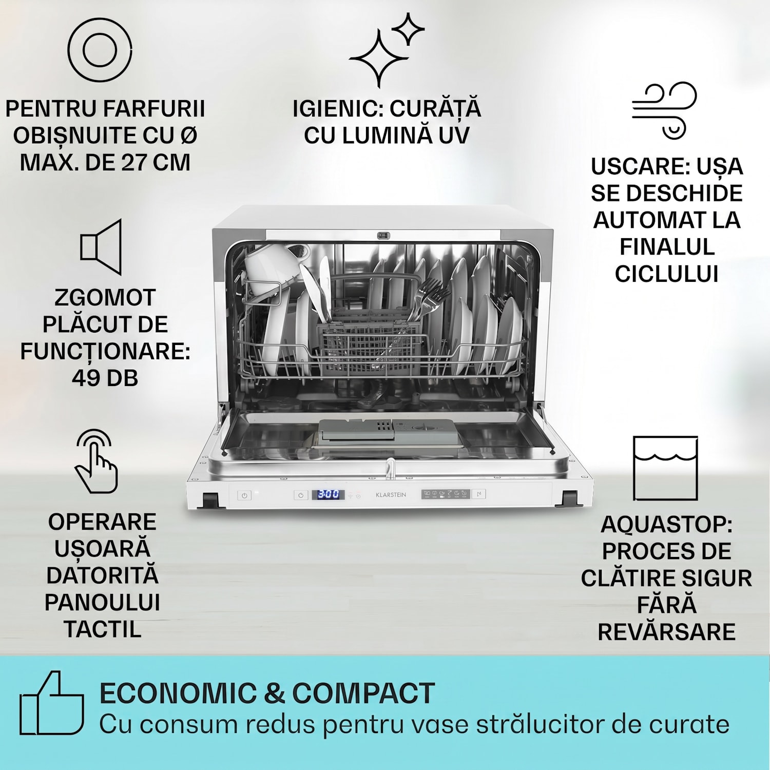 Havasia Flow UV 6 Secret, mașina de spălat vase încorporată, lumină UV, 6 programe 