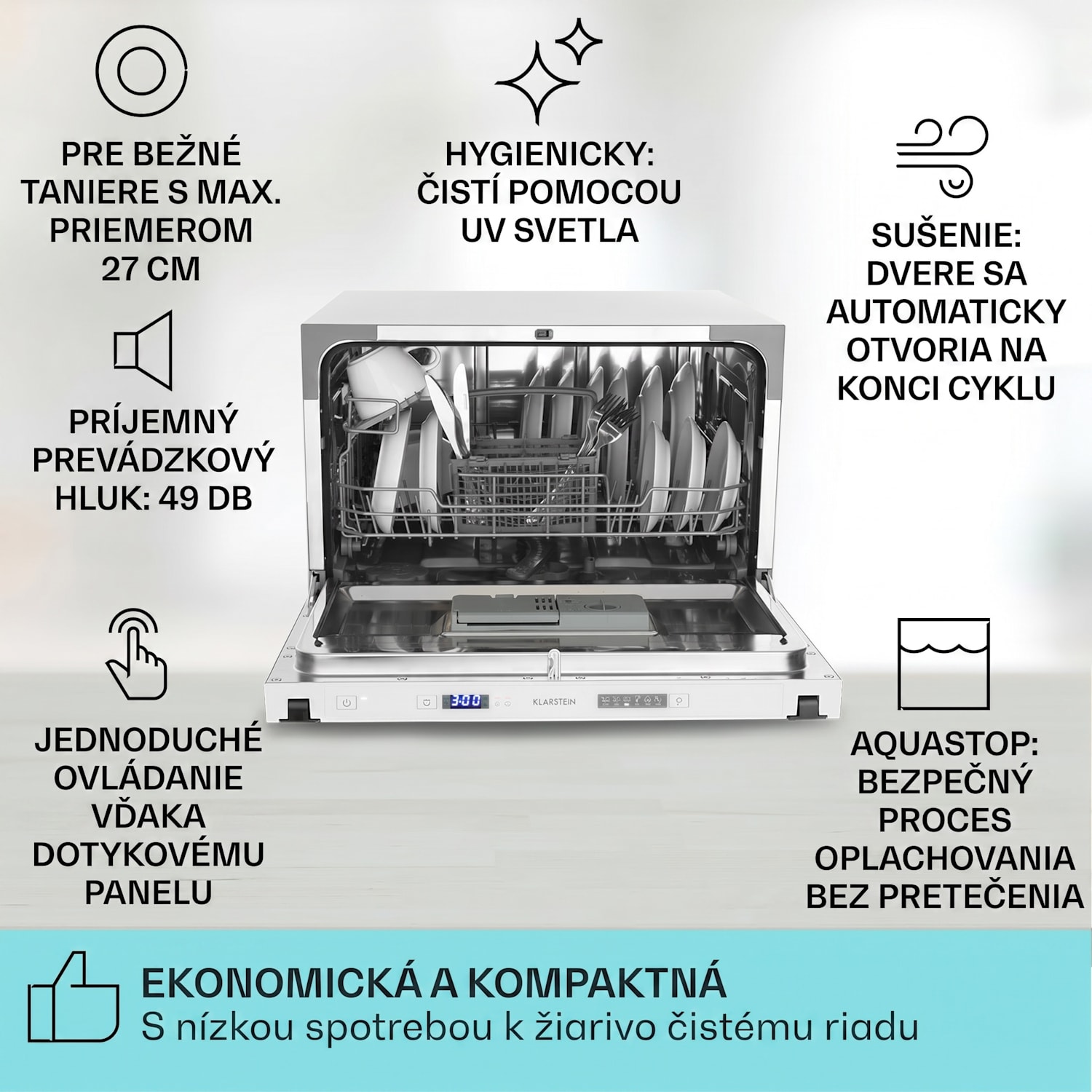 Havasia Flow UV 6 Secret, vstavaná umývačka riadu, UV svetlo, 6 programov 