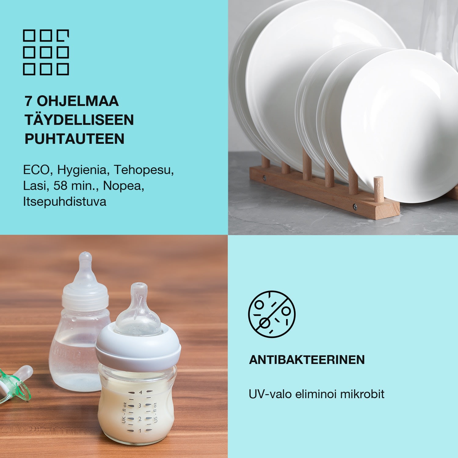 Havasia UV 6 Luminance astianpesukone UV-valo lasinen etupuoli vapaasti seisova 1380 W Musta