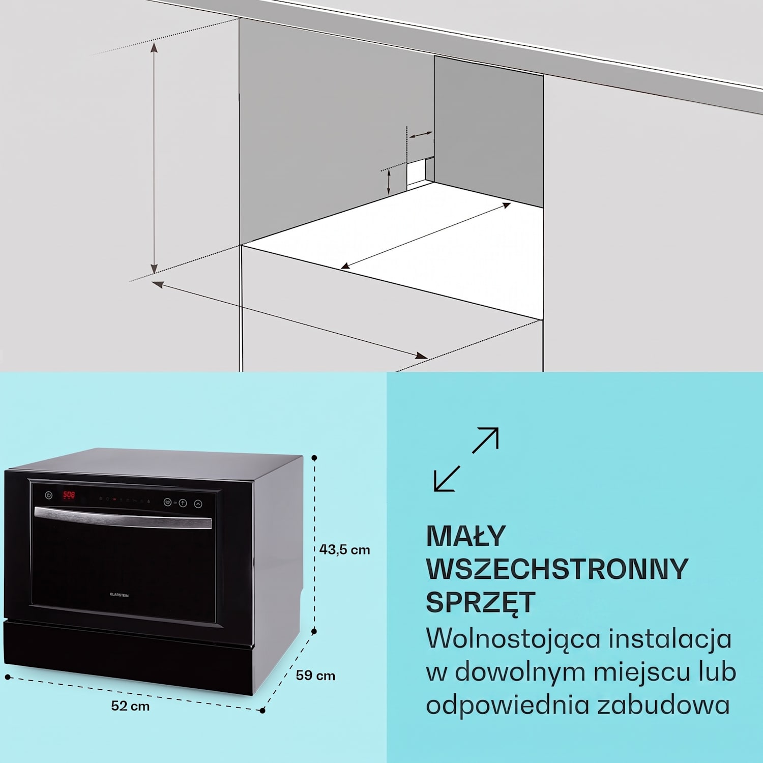 Havasia UV 6 Luminance, zmywarka do naczyń, wolnostojąca, lampa UV, szklany front, 1380 W Czarny