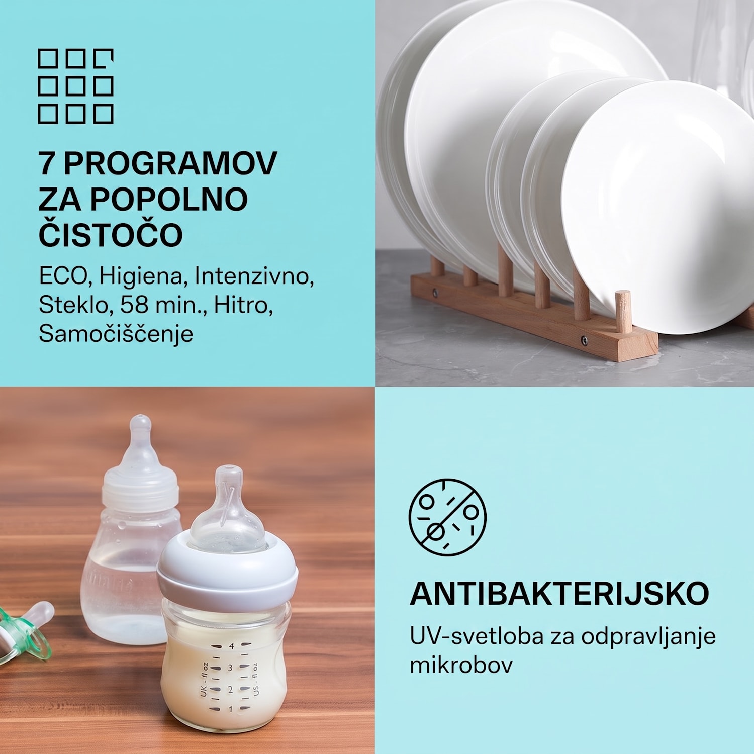 Havasia UV 6 Luminance, pomivalni stroj, UV-svetloba, steklena sprednja stran, 1380W Črna