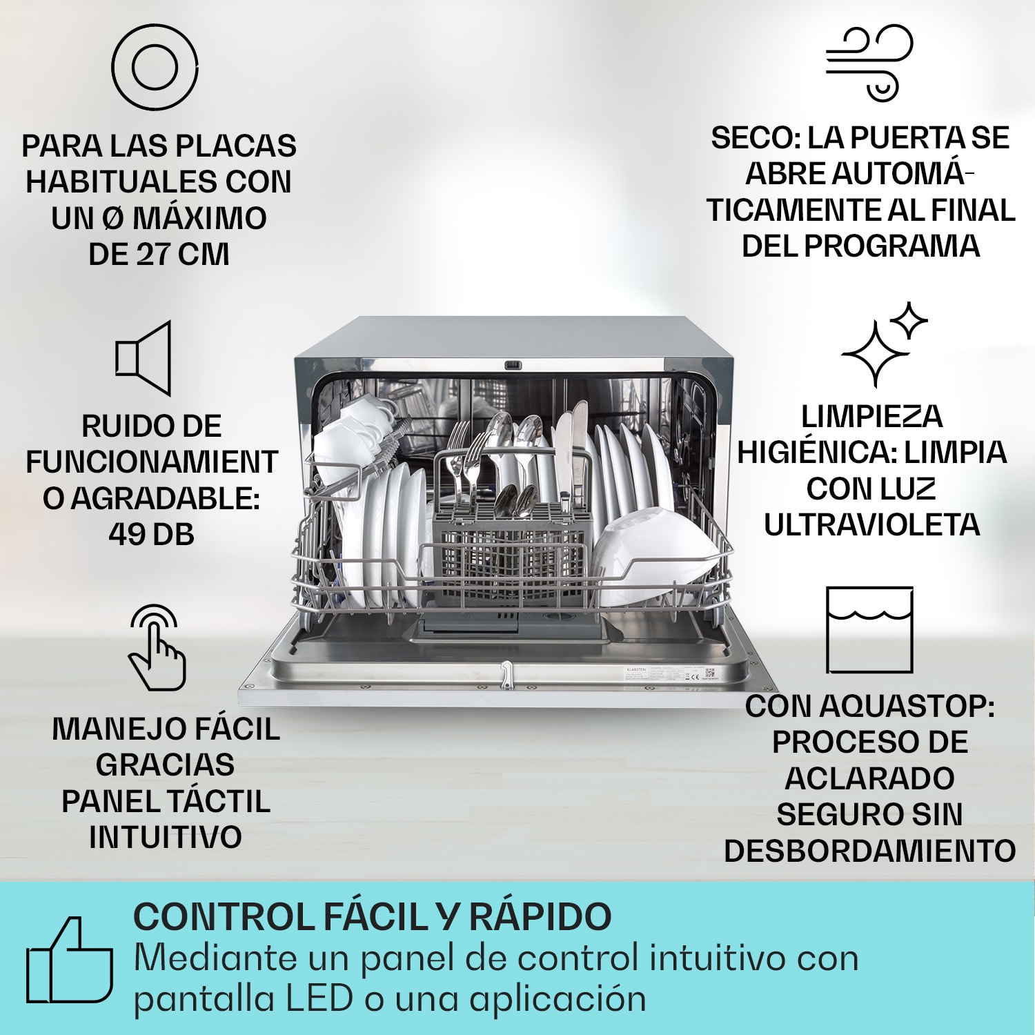 Havasia UV 6 Luminance Lavavajillas Luz UV Frontal de cristal Independiente 1380W Blanco