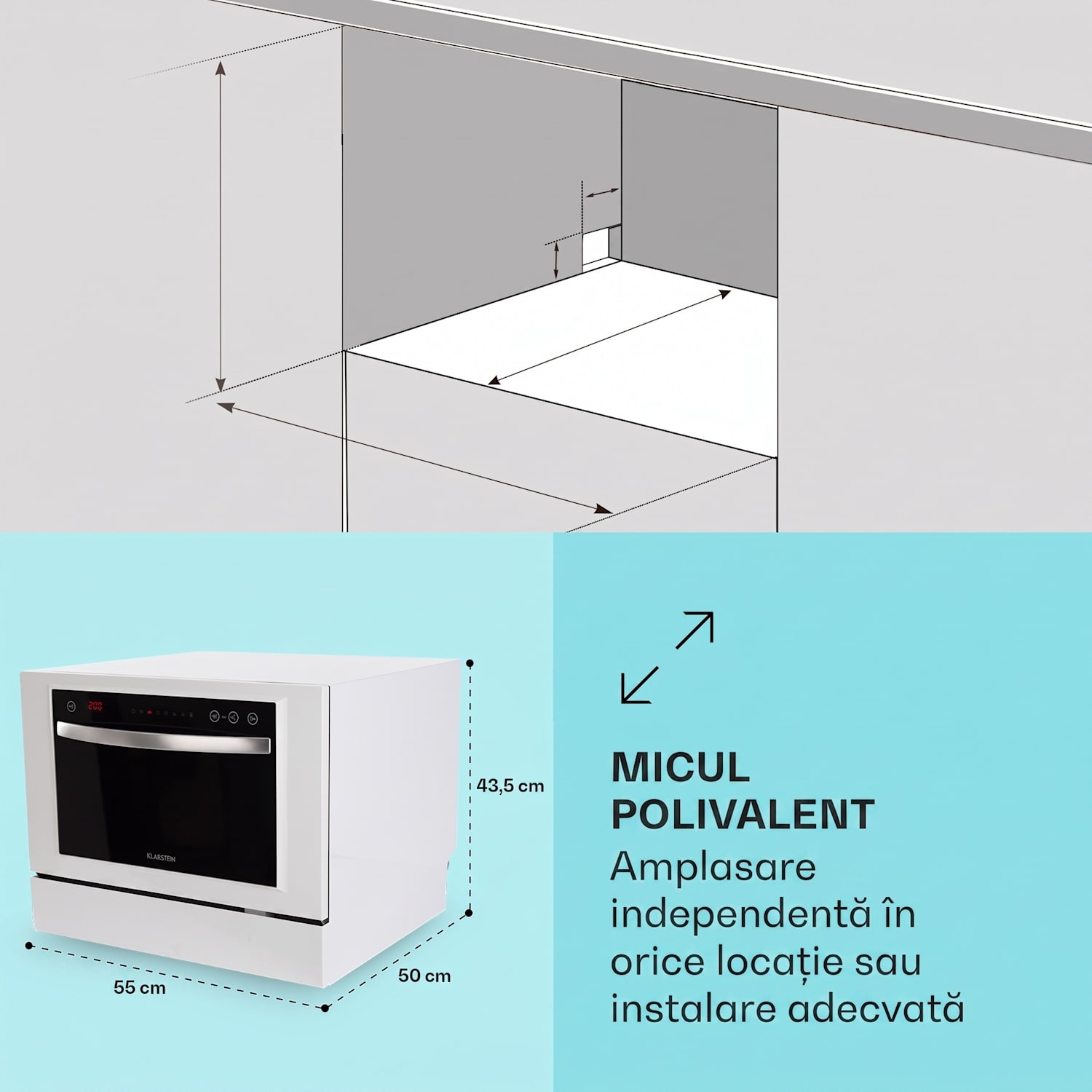 Havasia UV 6 Luminance, mașină de spălat vase, cu lumină UV, cu fața din sticlă, cu suport liber, 1380W Alb