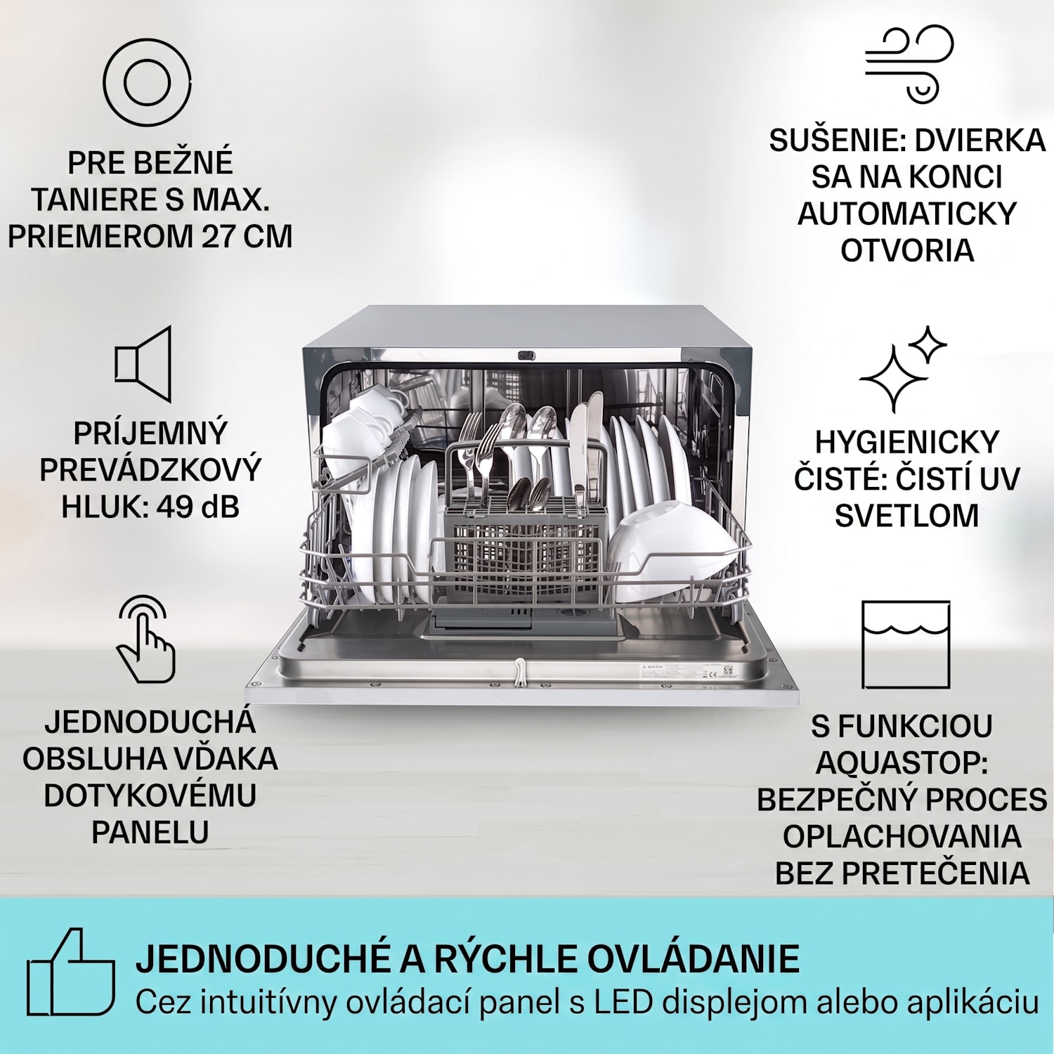 Havasia UV 6 Luminance, umývačka riadu, UV svetlo, 1380 W, sklenená predná časť, voľne stojaca Biela