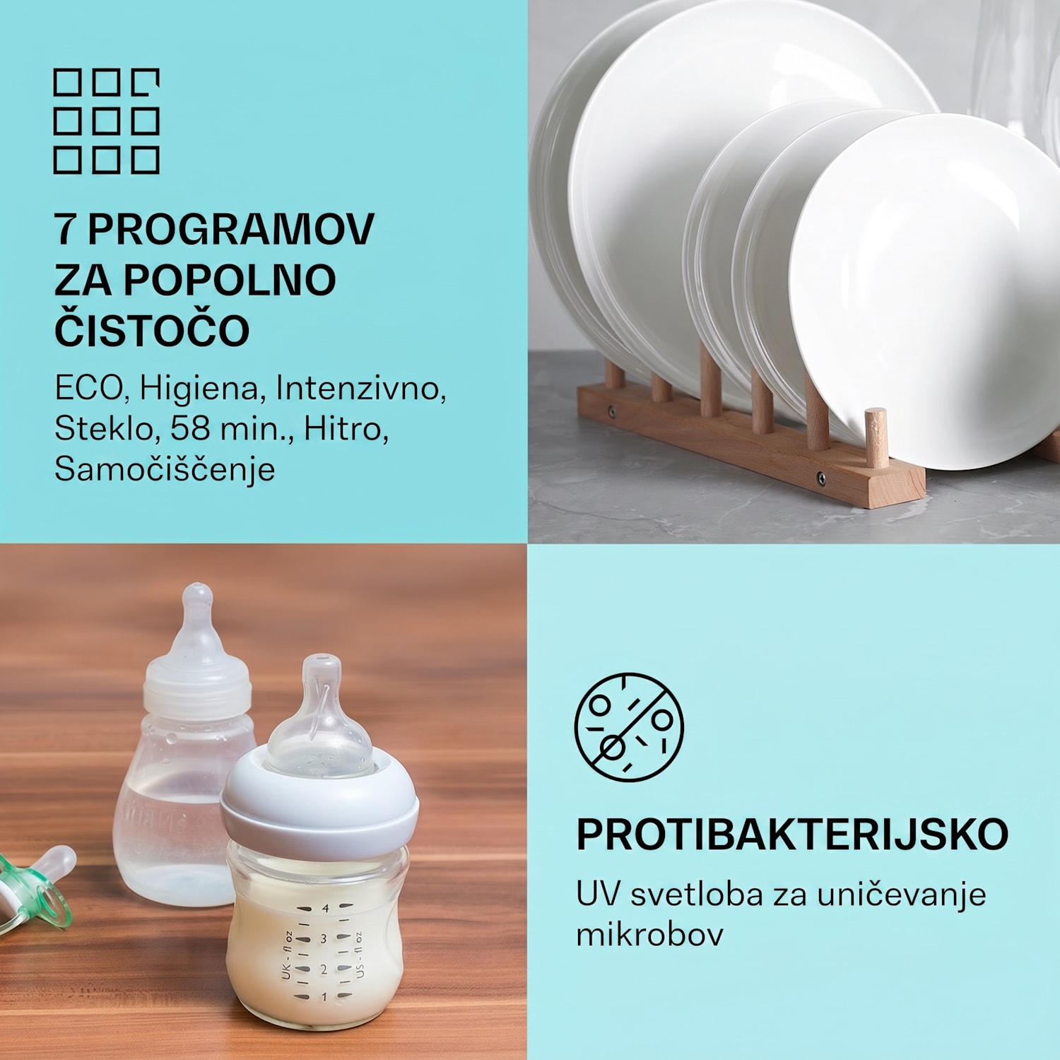 Havasia UV 6 Luminance, pomivalni stroj, UV-svetloba, steklena sprednja stran, 1380W Bela