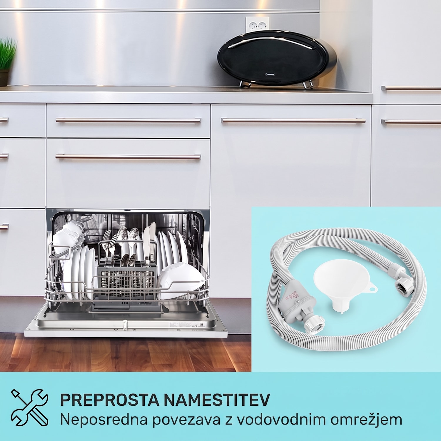 Havasia UV 6 Luminance, pomivalni stroj, UV-svetloba, steklena sprednja stran, 1380W Bela