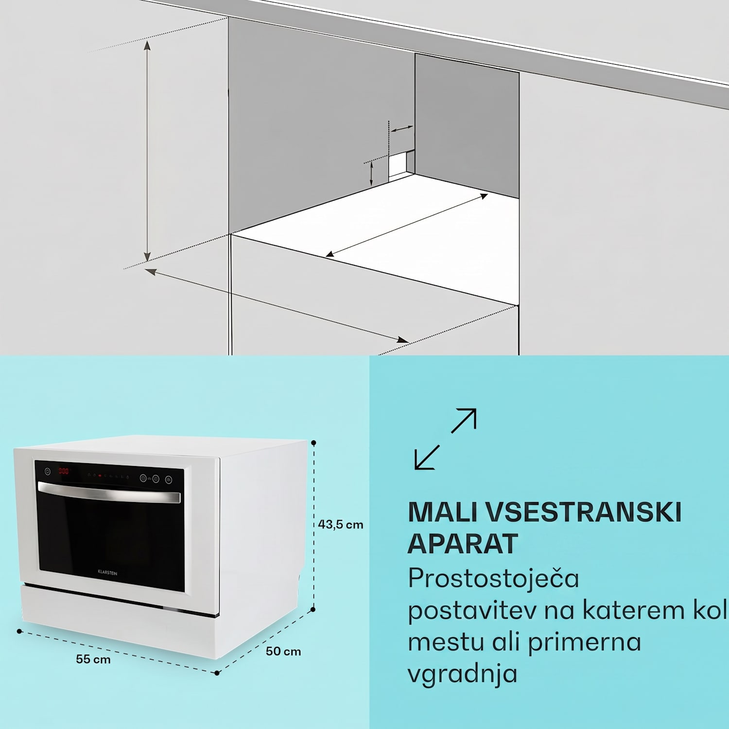 Havasia UV 6 Luminance, pomivalni stroj, UV-svetloba, steklena sprednja stran, 1380W Bela