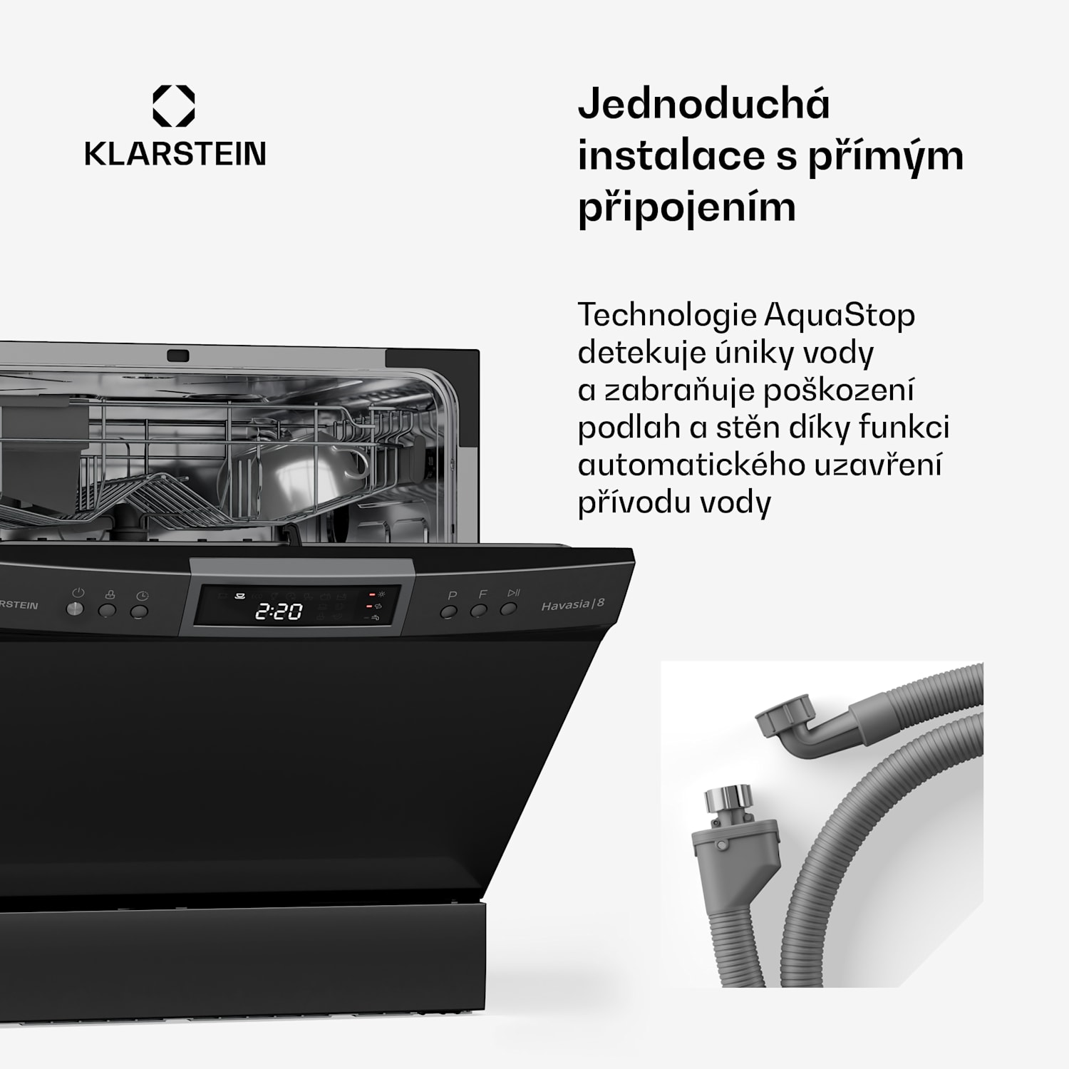 Havasia UV 8 Neo, myčka nádobí, 1380 W, UV světlo, volně stojící/zabudovatelná 