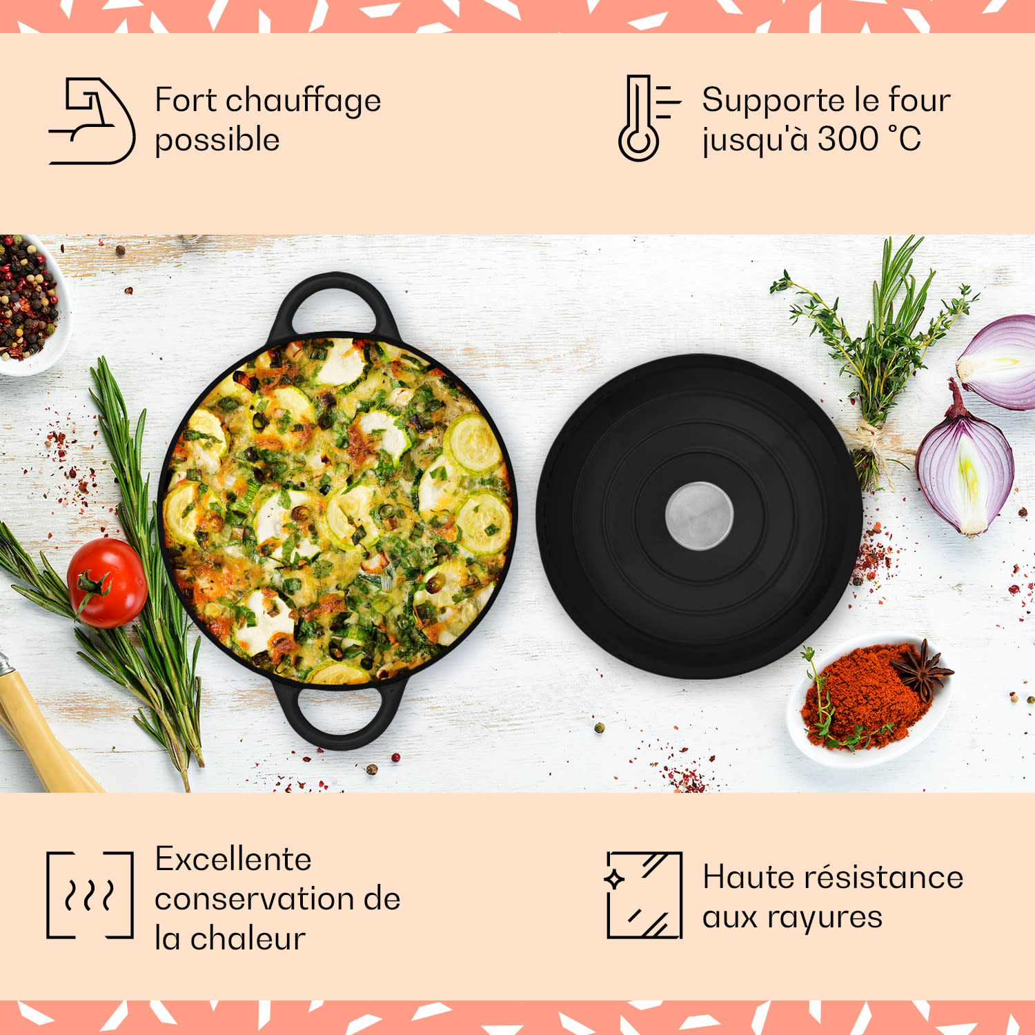 Podolica sauteuse 4 litres Casserole en fonte émaillée ovale deux poignées 