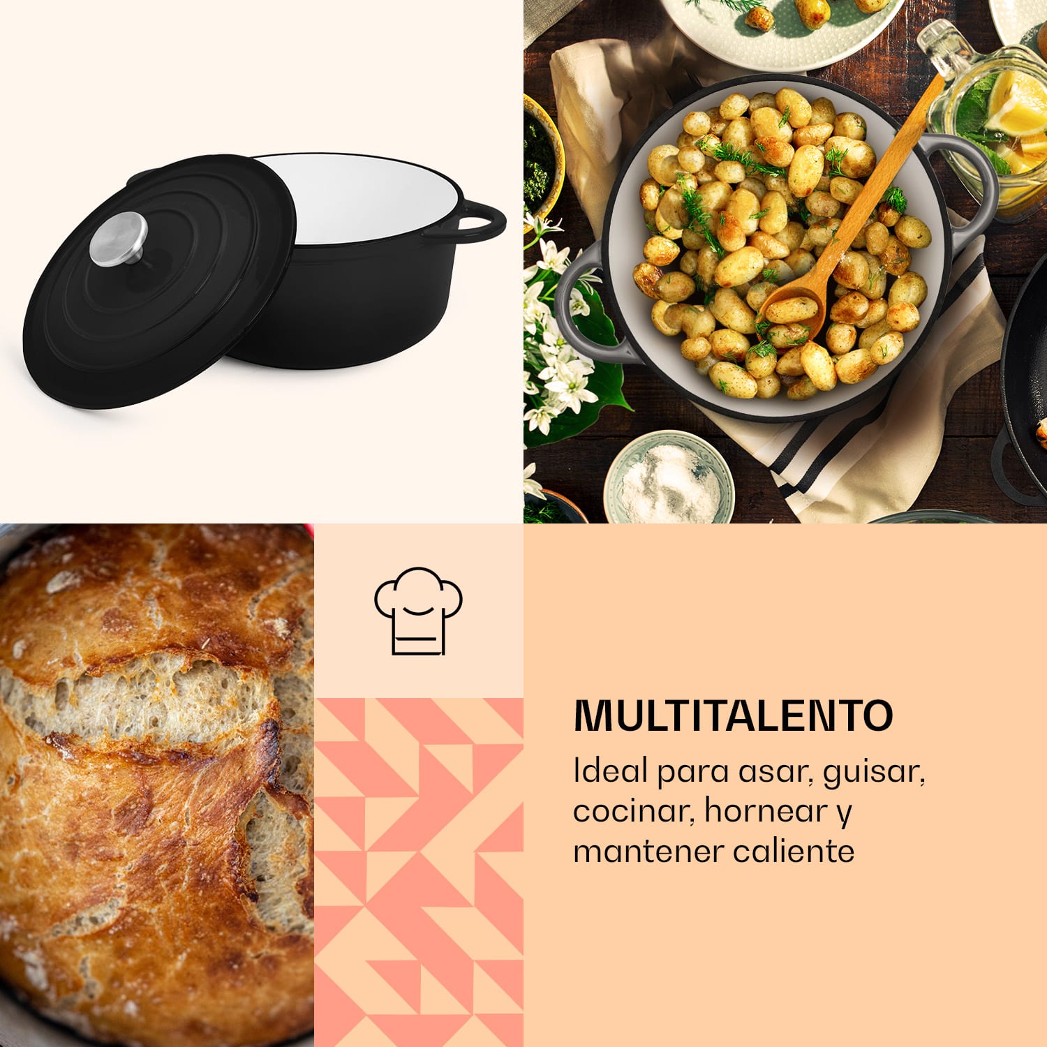 Podolica - Casseruola, 4 litri, ghisa, smaltata, ovale, due impugnature 