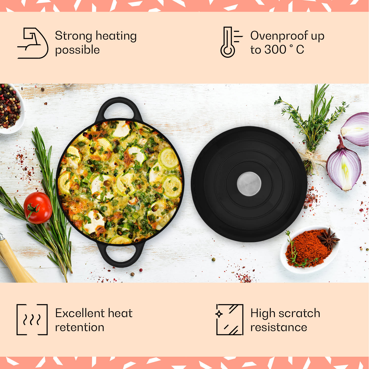 Podolica, pekáč, 5,5 l, kastról, liatinový, smaltovaný, oválny, rukoväte 5,5 Ltr. | Čierna