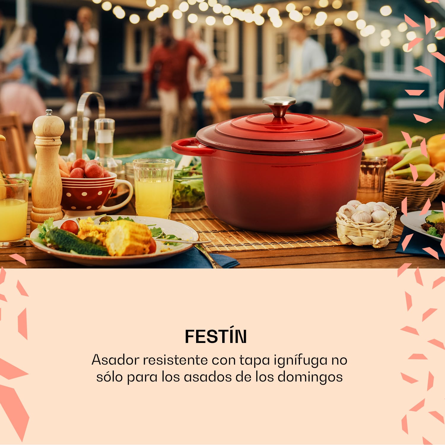 Olla Podolica  litros, cacerola de hierro fundido esmaltado ovalada dos asas 3,9 Ltr. | Rojo