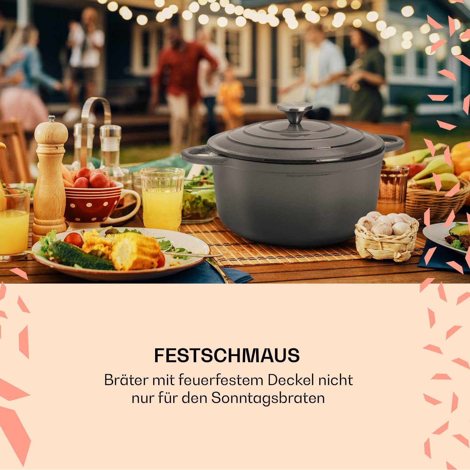 Podolica - Casseruola, 3,9 litri, ghisa, smaltata, rotonda, due impugnature 