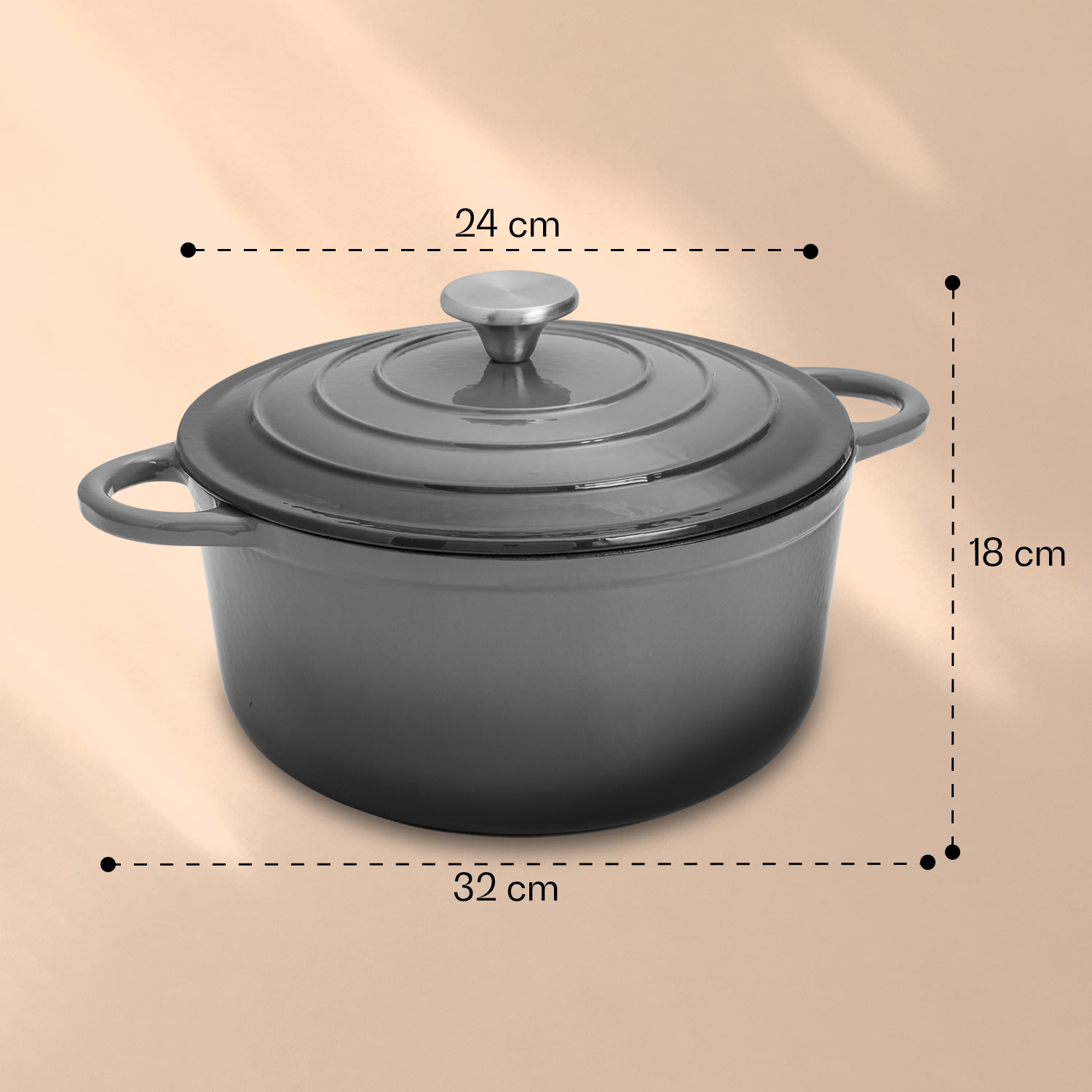 Кръгла чугунена тава за печене с две дръжки, емайлирана, 3,9 л Podolica