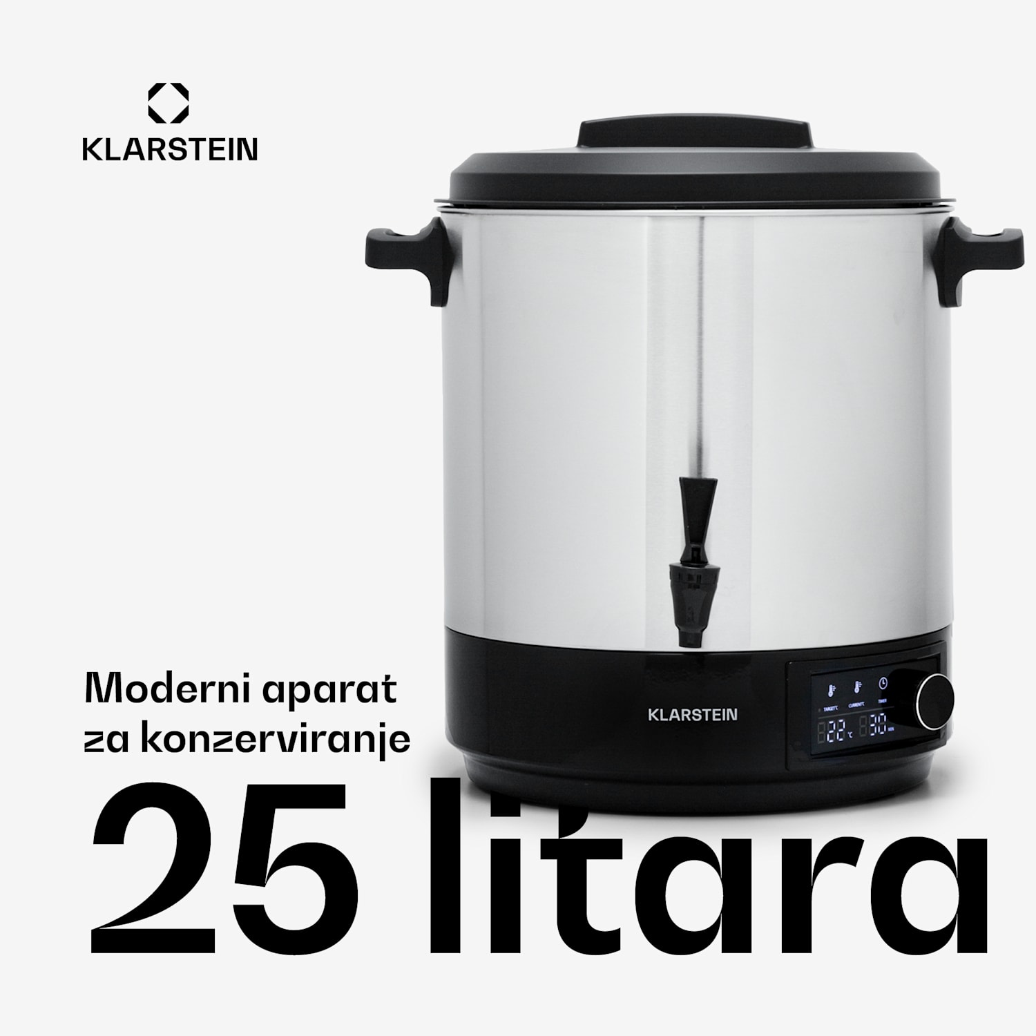 Abbey 25, aparat za zakuhavanje, točionik, 25 L, 100 °C, 180 min, nehrđajući čelik 25 L