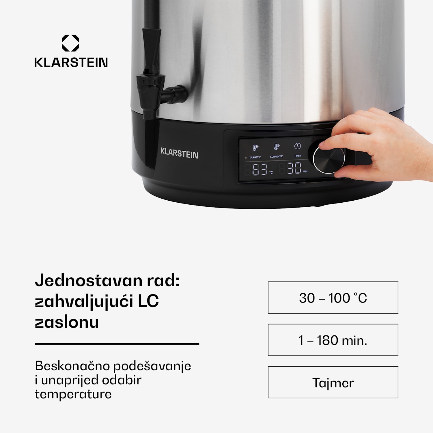 Abbey 25, aparat za zakuhavanje, točionik, 25 L, 100 °C, 180 min, nehrđajući čelik 25 L