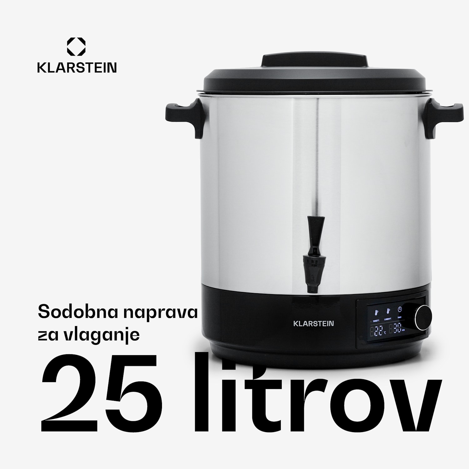 Abbey 25, avtomatski aparat za vlaganje, dozator za pijačo, 25 l, 100 °C, 180 min, nerjaveče jeklo 25 L