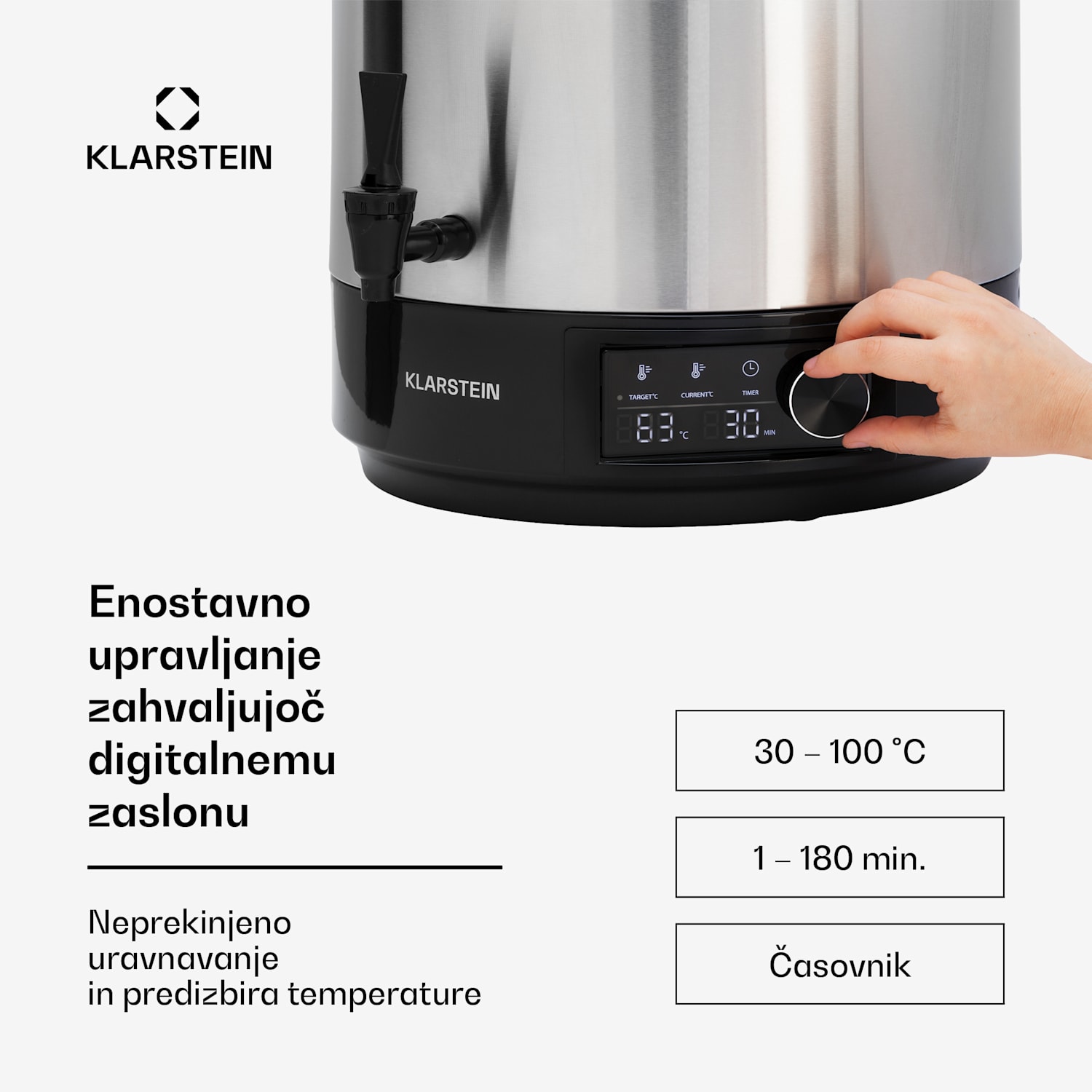 Abbey 25, avtomatski aparat za vlaganje, dozator za pijačo, 25 l, 100 °C, 180 min, nerjaveče jeklo 25 L