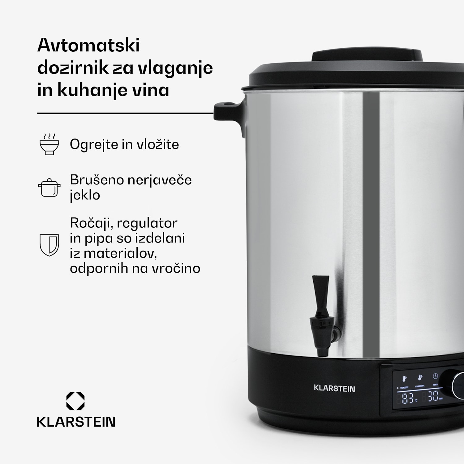 Abbey 40, avtomatski aparat za vlaganje, dozirnik za pijačo, 40 l, 100 °C, 180 min, nerjaveče jeklo 40 L