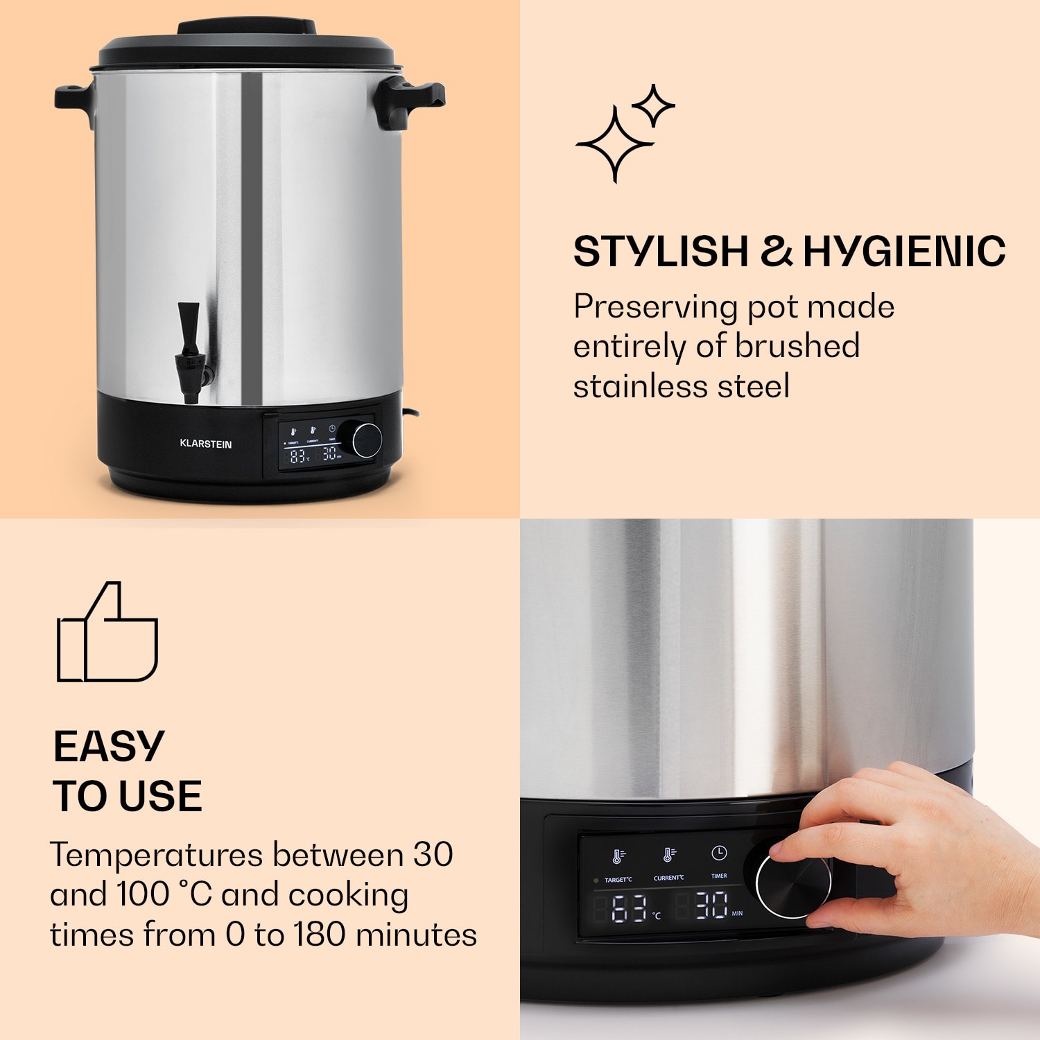 Abbey 40 máquina de envasar, dispensador de bebidas 40L 100°C 180min acero inoxidable 