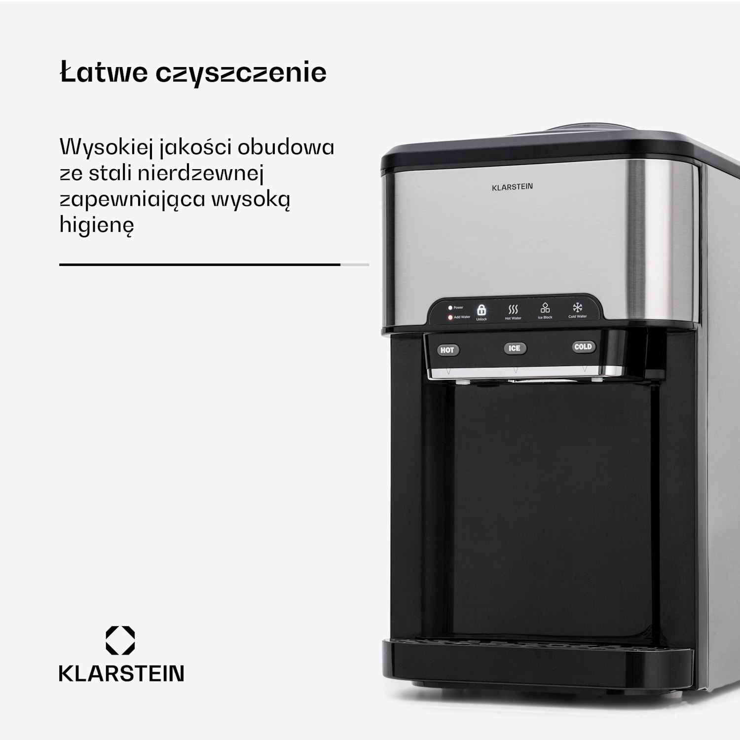 Aqueous, kostkarka do lodu 3 w 1, kostki lodu, dozownik do gorącej i zimnej wody, 20 kg/24 h Srebrny