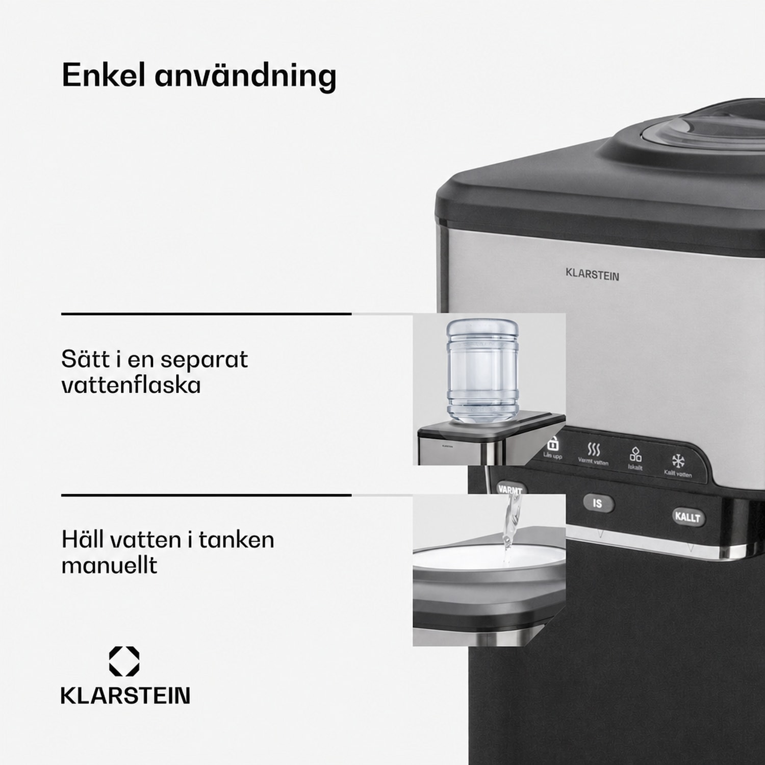 Aqueous ismaskin 3-in-1: isbitar, vattendispenser: varmt & kallt 20 kg/24h 