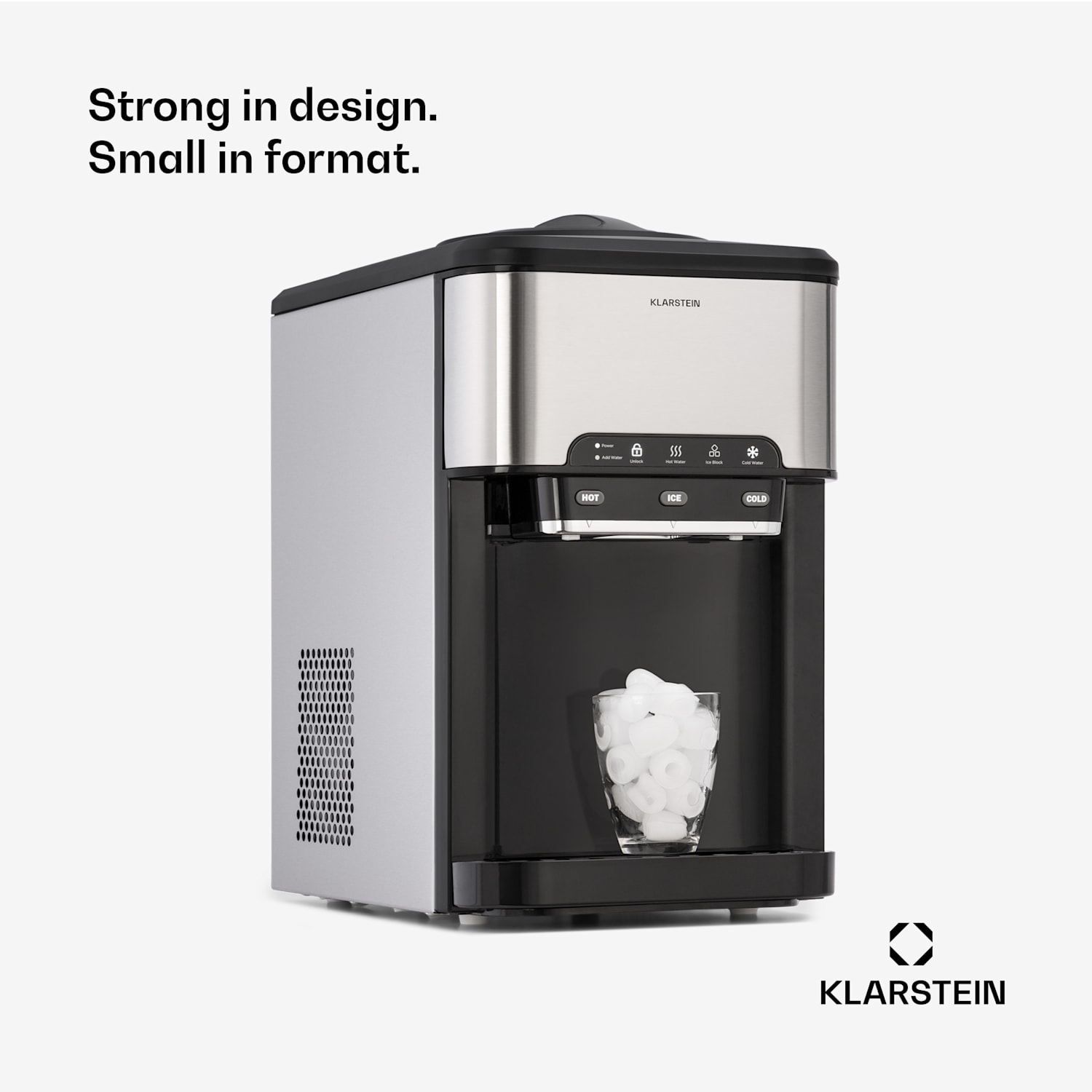 Aqueous ice cube machine 3-in-1: Ice cubes, water dispenser: hot & cold 20 kg/24h 