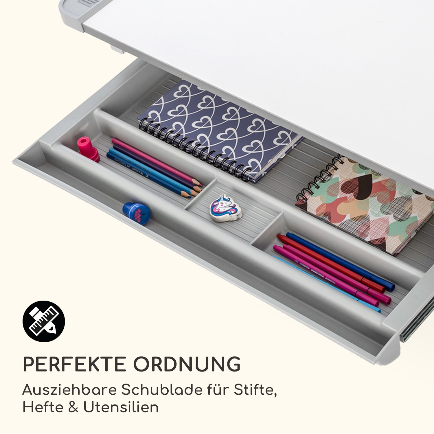 Kinderschreibtisch-Set Tommi XL höhenverstellbarer Tisch & Stuhl ergonomisch ab 4 - 10 Jahre 