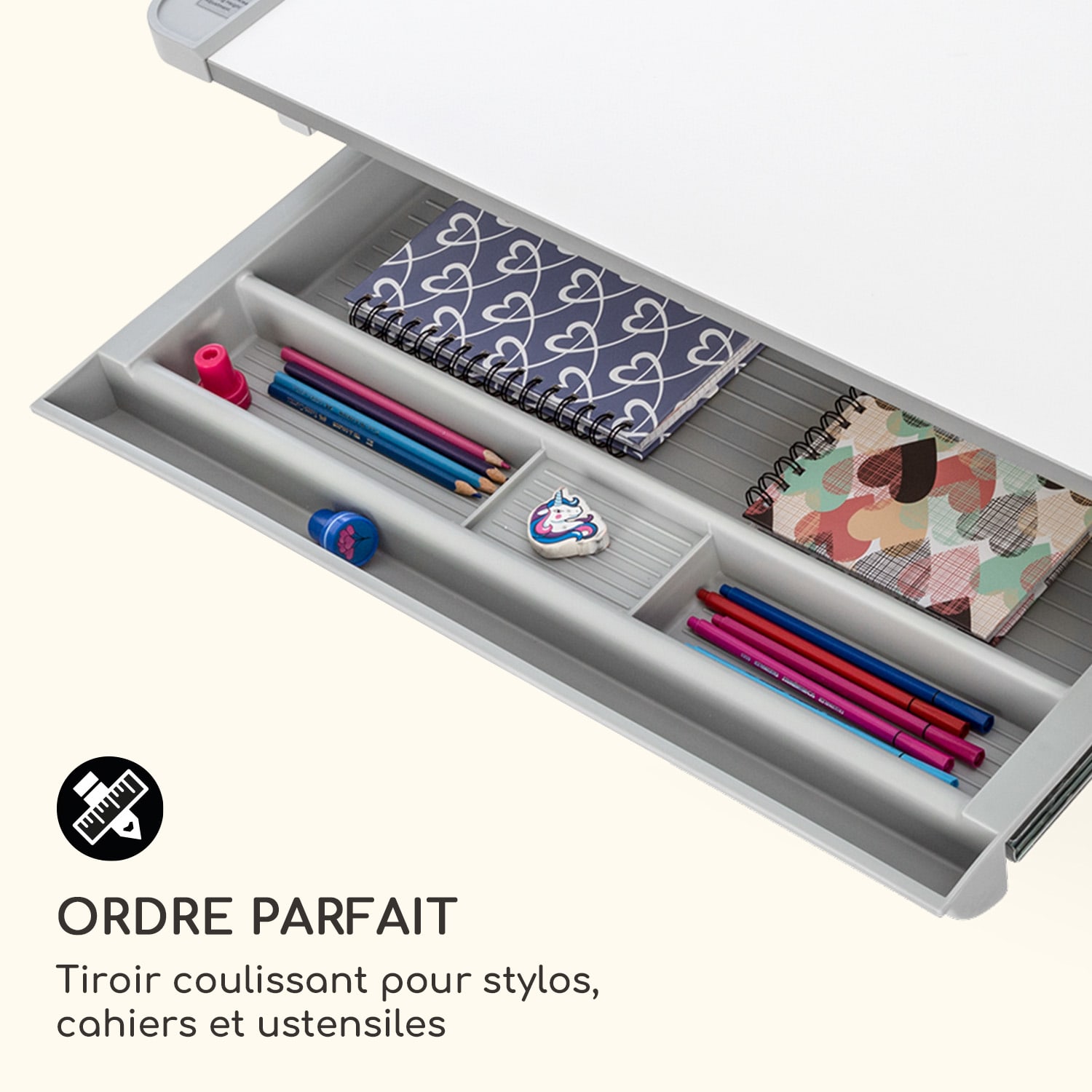 Ensemble de bureau pour enfant Tommi XL Table & chaise ergonomiques réglables en hauteur de 4 à 10 ans