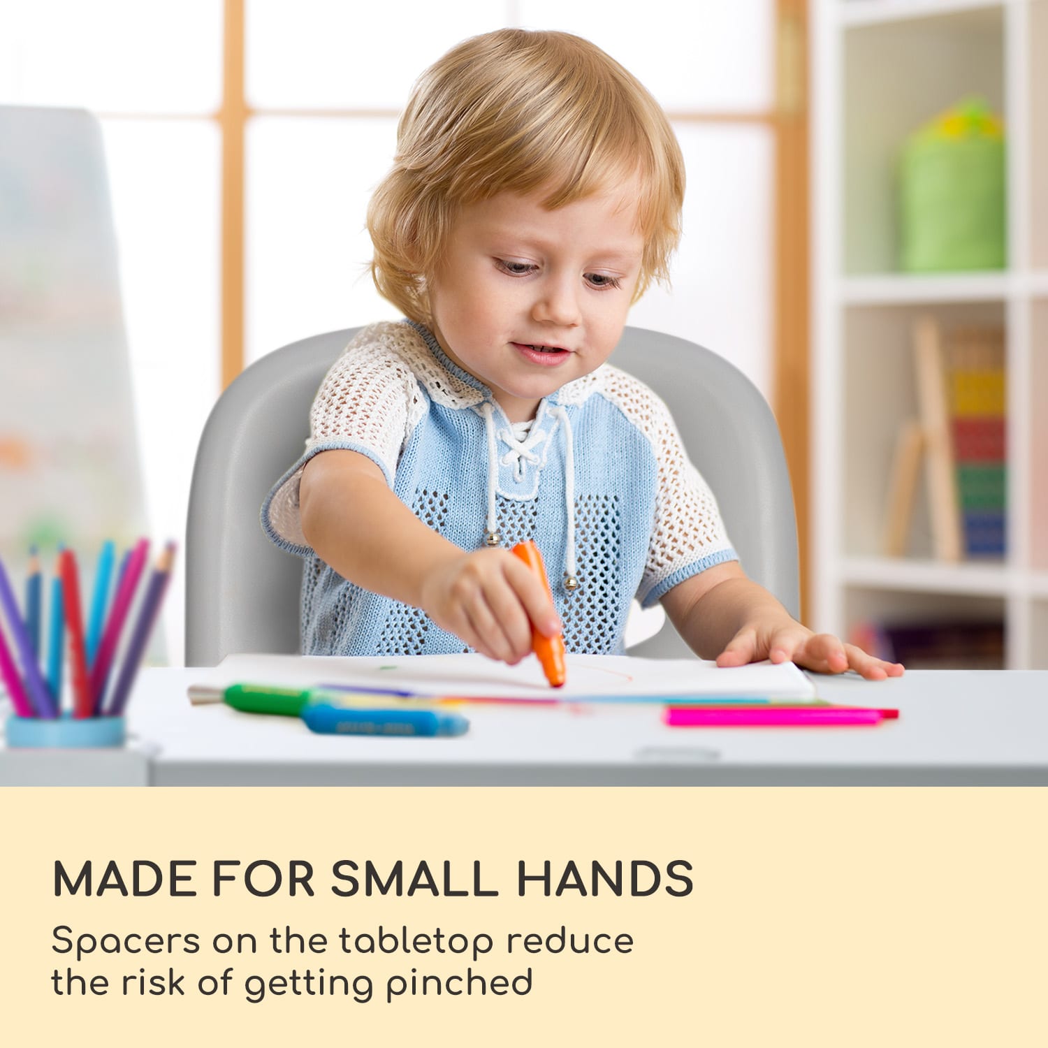 Tommi XL, детски комплект бюро и стол, регулируема височина на бюрото и ергономичен стол, от 4 до 10 години 