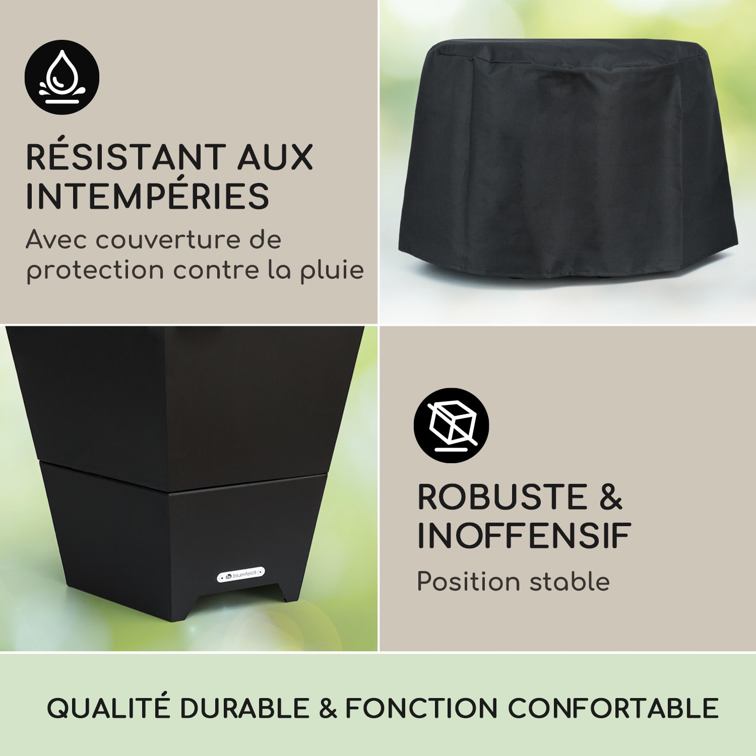 Hekla 2-in-1 vuurschaal met grillfunctie Ø 60 cm watervaste & vorstvrije constructie Zwart