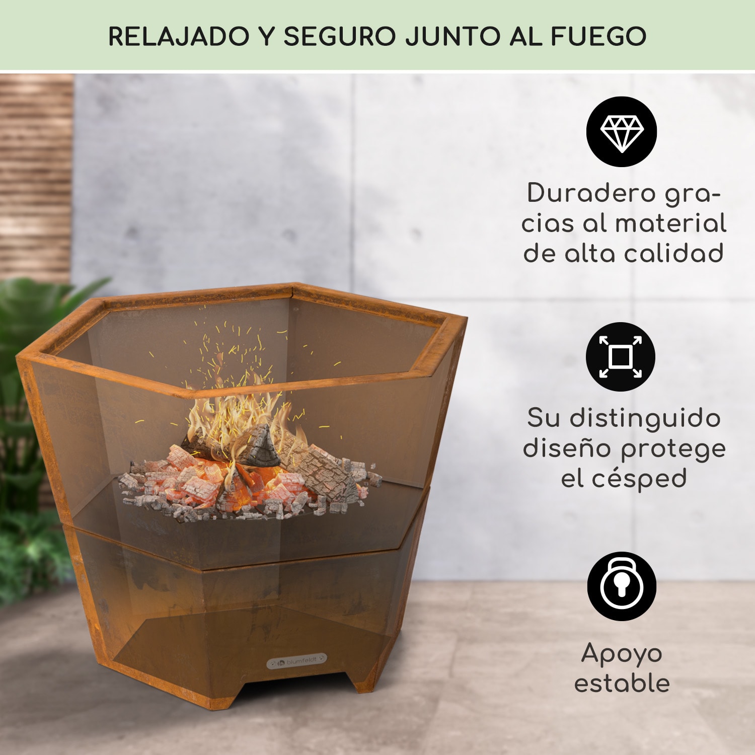Hoguera Hekla 2 en 1 con función grill de 60 cm de diámetro 