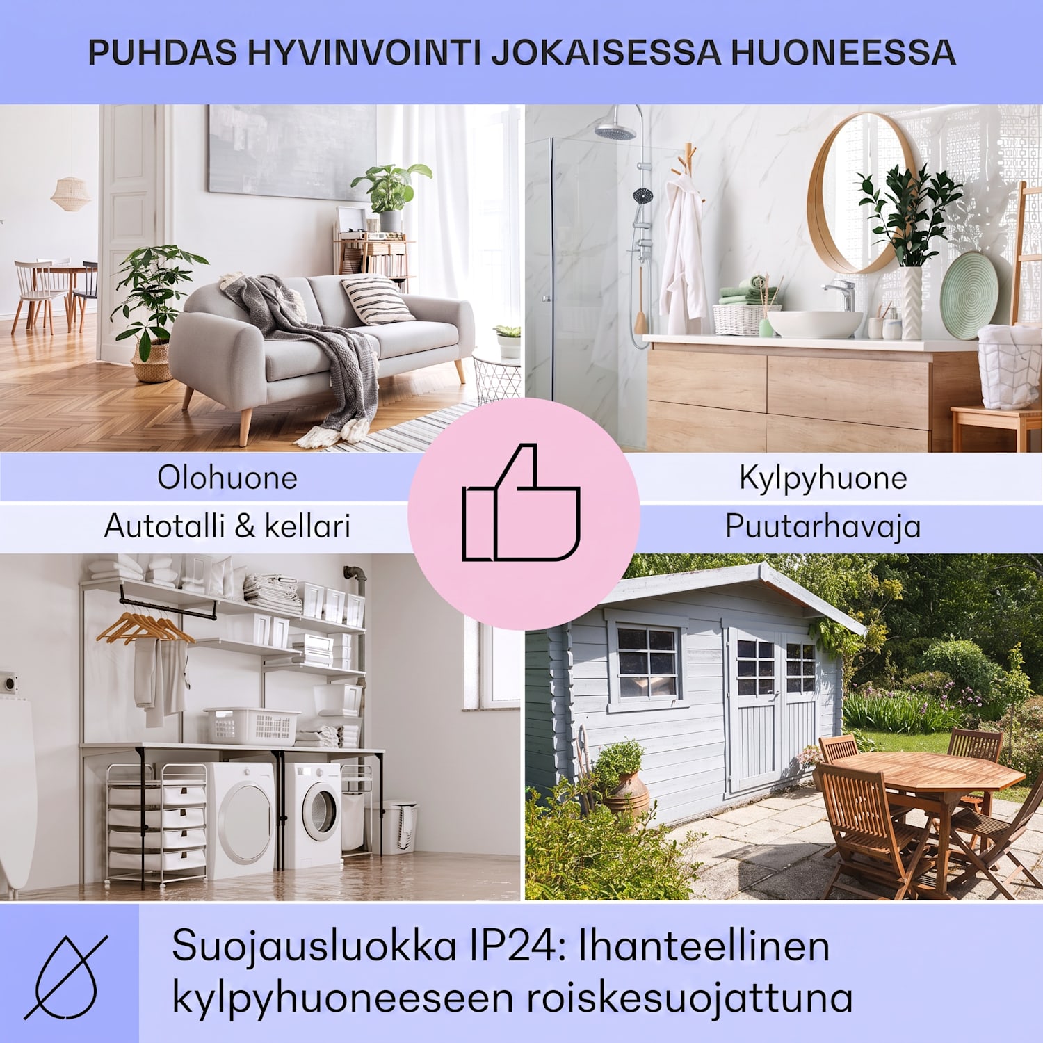Taal Smart -hybridi-infrapunalämmitin 105x56cm 750W viikkoajastin IP24 Valkoinen