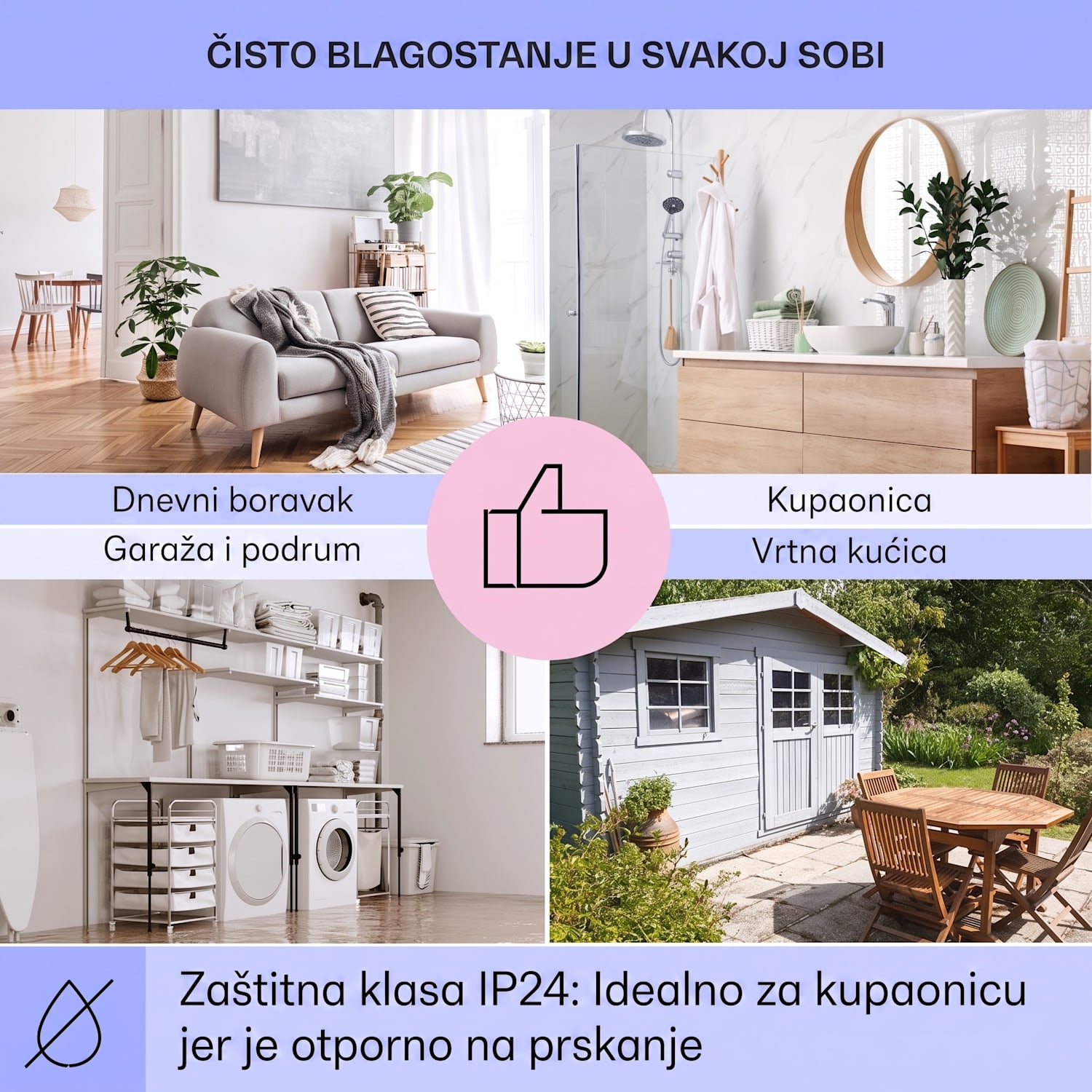 Taal Smart, hibridna infracrvena grijalica, 105x56cm, 750W, tjedni timer, IP24 Antracit