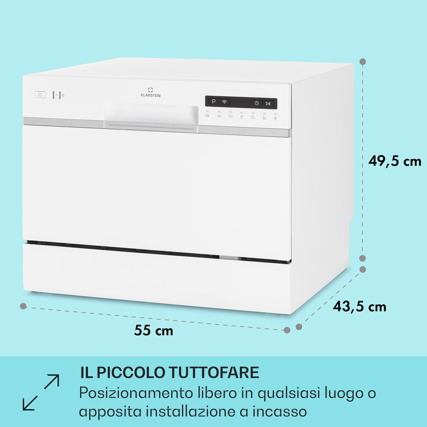 Amazonia 6 Smart - Lavastoviglie, controllo tramite app, indipendente, 1380W 