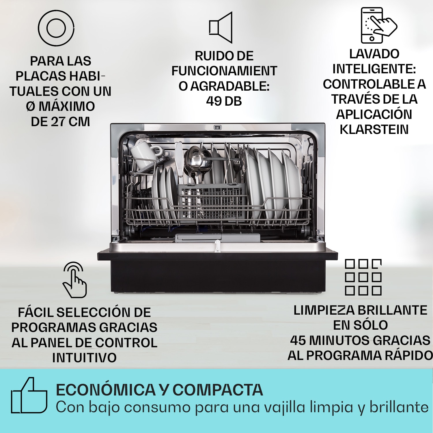 Amazonia 6 Smart Lavavajillas control por app independiente 1380W 