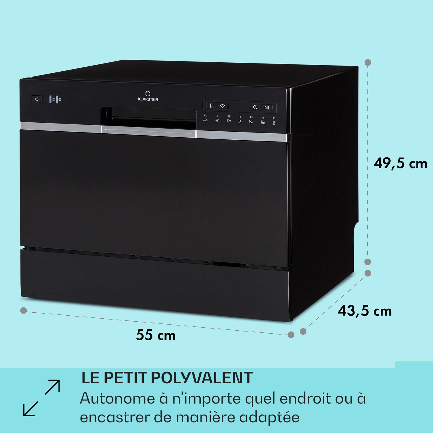 Amazonia 6 Lave-vaisselle intelligent avec contrôle par application, autonome, 1380W 