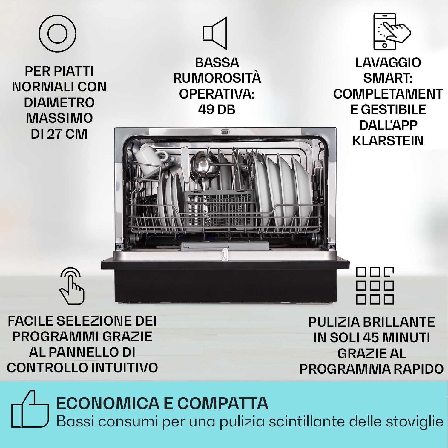 Amazonia 6 Smart Lavastoviglie con controllo app, freestanding, 1380W 