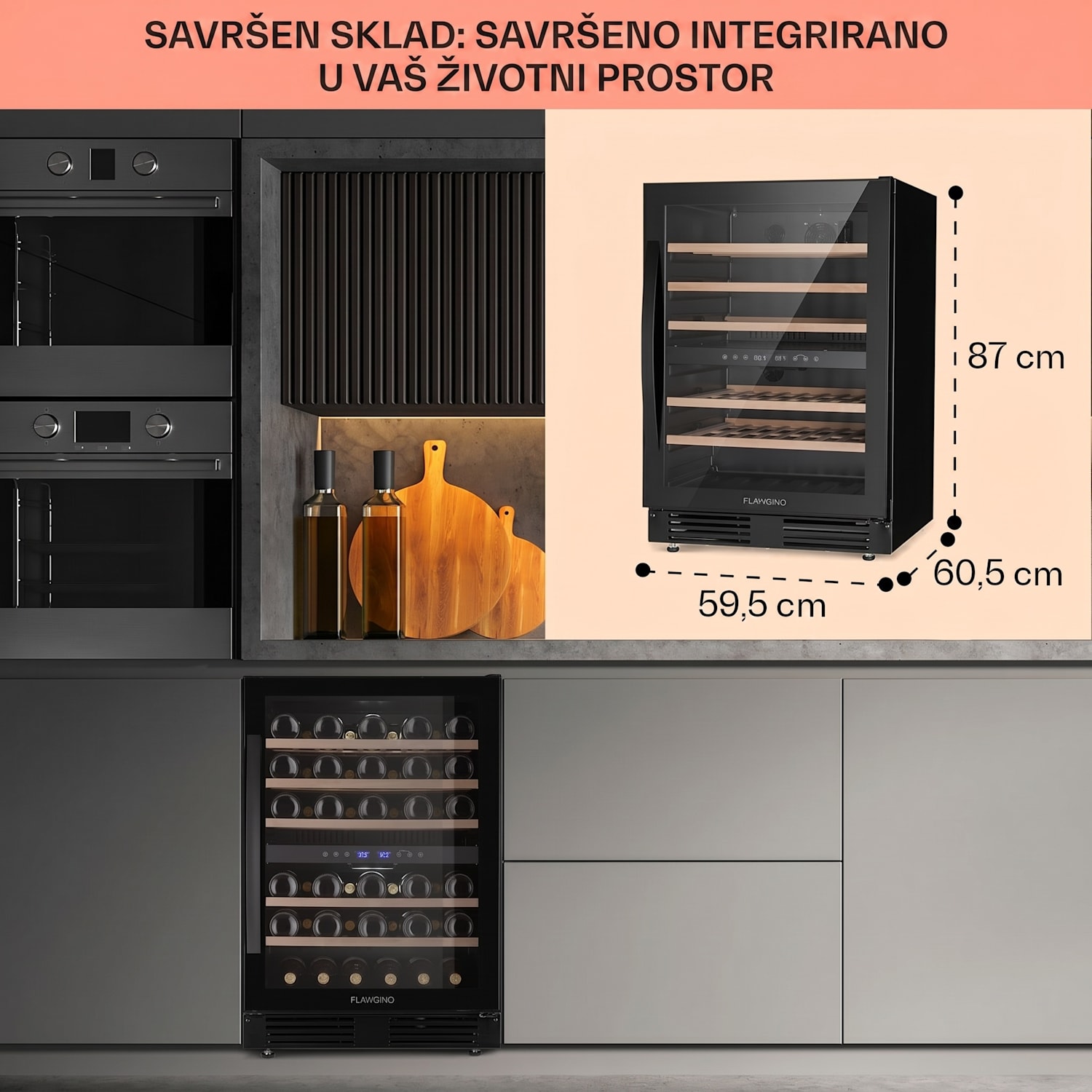 Vinovilla 50 Duo, Dvozonski hladnjak za vino, 53l, 17 sp., 3-bojna staklena vrata 51 boca | 2 | Crna