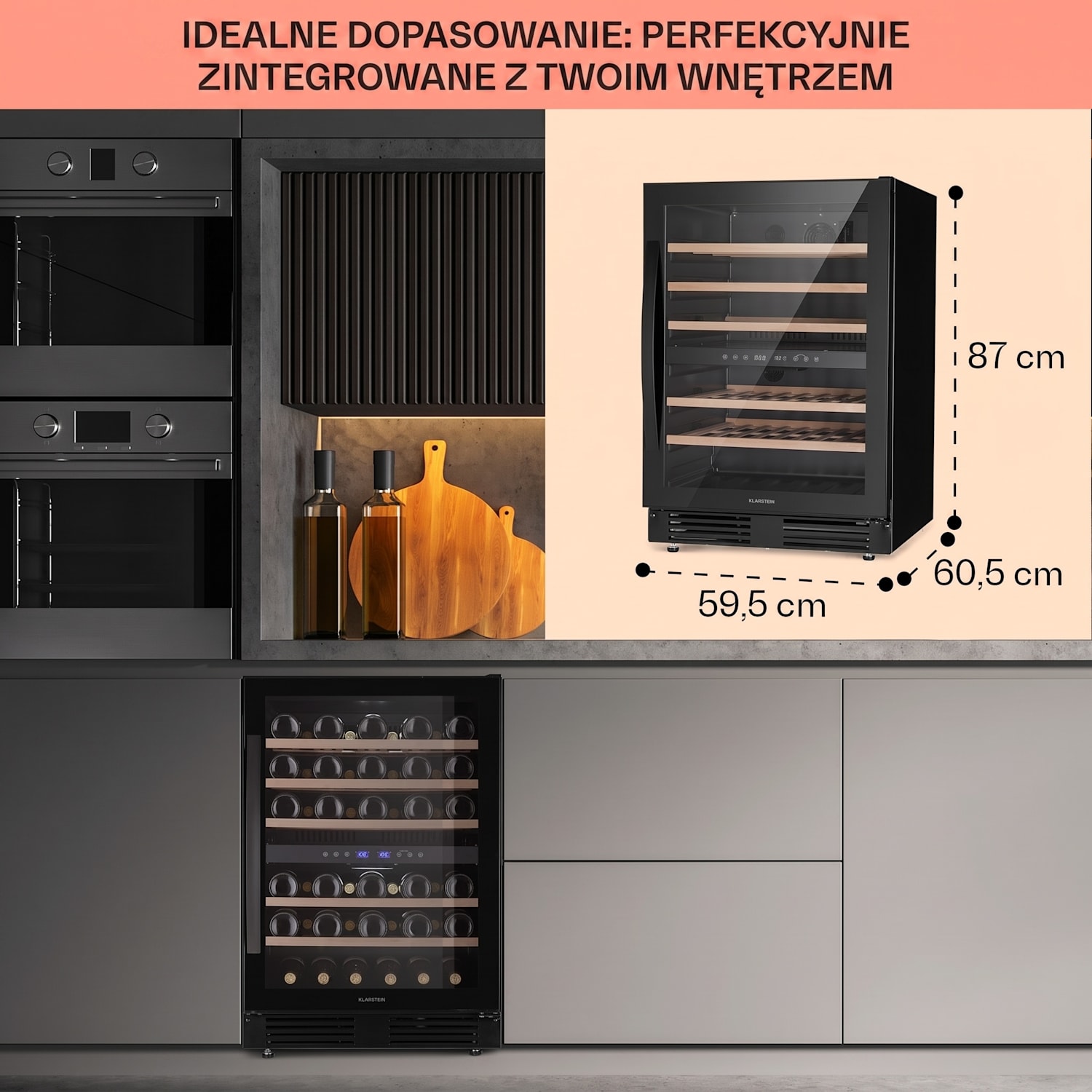 Vinovilla 50 Duo dwustrefowa chłodziarka do wina 53 l 17 butelek szklane drzwi w 3 kolorach 51 butelek | 2 strefy chłodzenia | Czarny