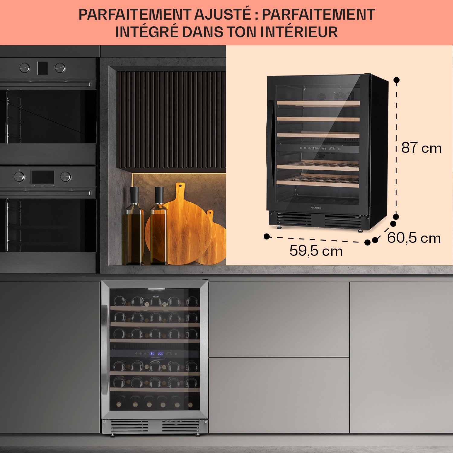 Vinovilla 50 Duo twee-zone wijnkoelkast 53l 17 flessen 3-kleuren glazen deur 