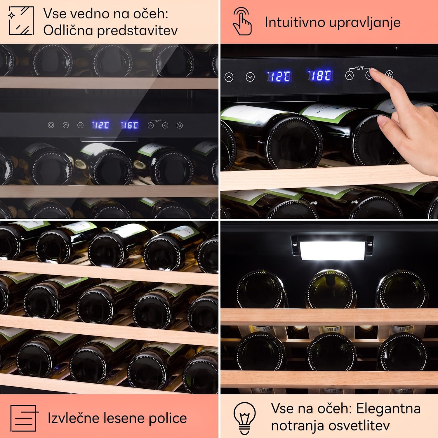 Vinovilla 50 Duo, 2-conski hladilnik za vino, 53 l, 17 st., 3-barvna steklena vrata 51 steklenic | 2 | Nerjaveče jeklo